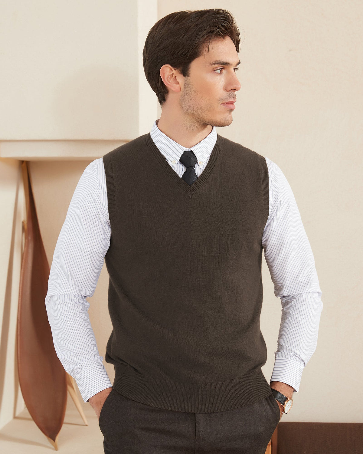 Wool Blend V-Neck Sweater Vest