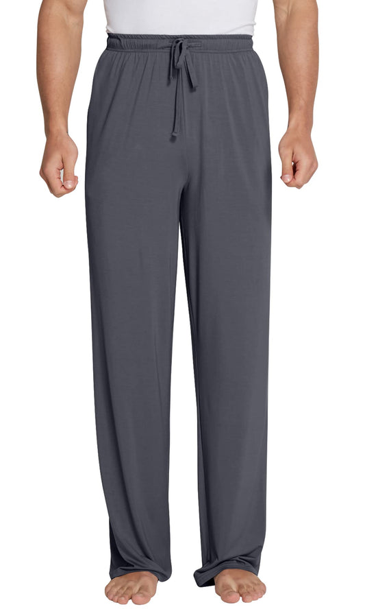 WiWi Bamboo Viscose Pajama Pants for Men Tall Sleep Bottoms Big Warm Long Pj Lightweight Lounge Sweatpants S-XXL, Charcoal, Small