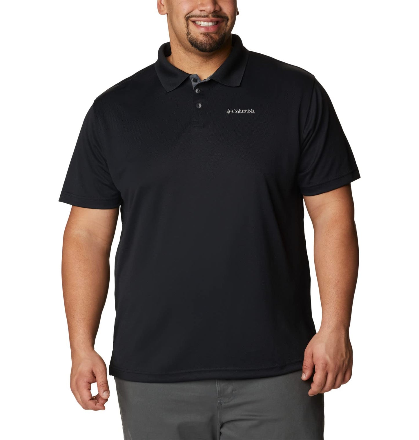 Columbia Men's Big & Tall Utilizer Short Sleeve Wicking Polo with UV Protection, Black, Large Tall