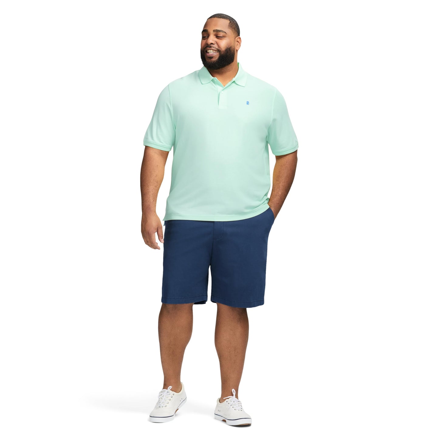 IZOD Men's Big and Tall Advantage Performance Short Sleeve Polo Shirt, Birds Egg Green, Large Tall