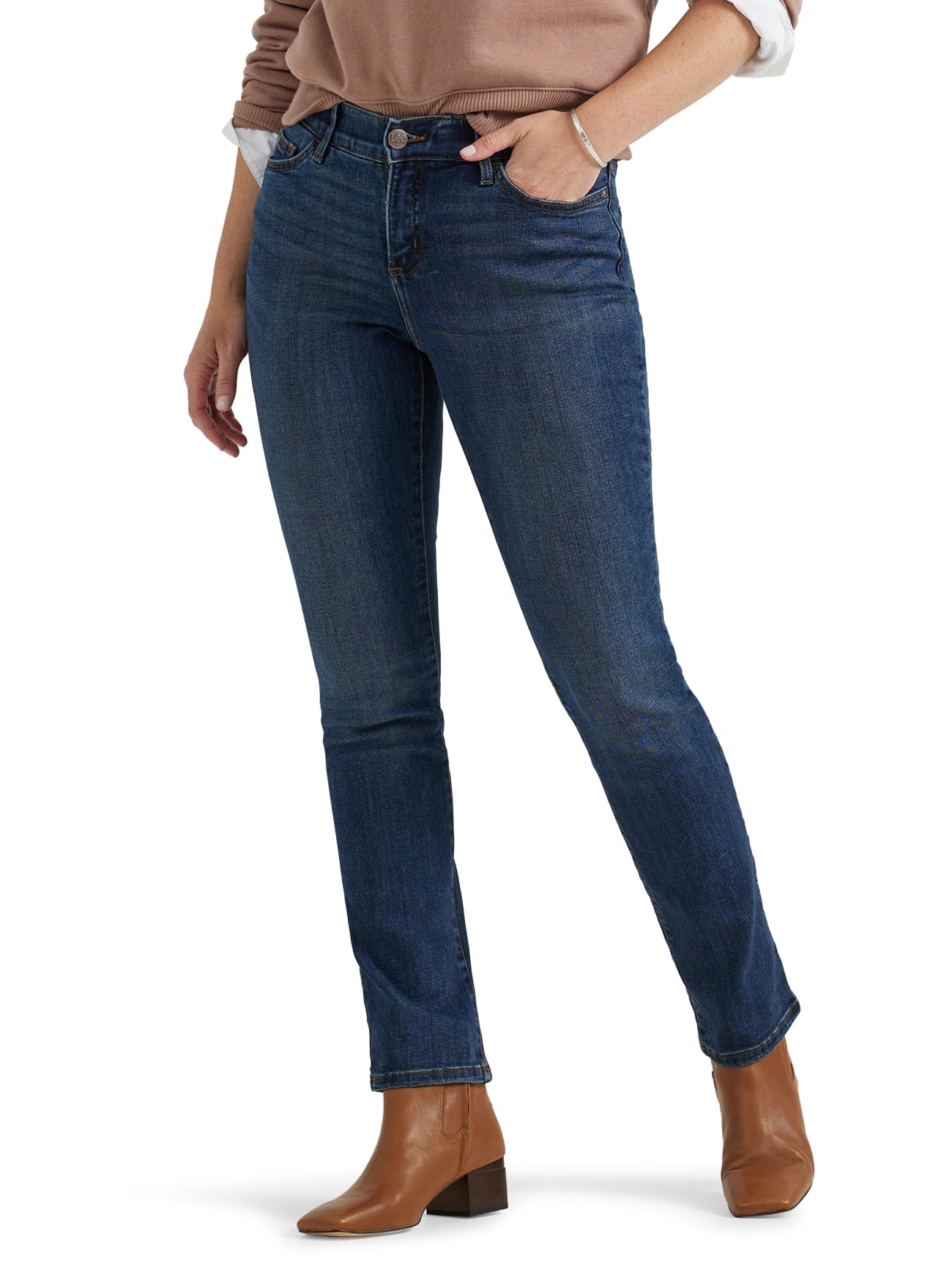 Lee Women's Ultra Lux Comfort with Flex Motion Straight Leg Jean Royal Chakra 14 Long