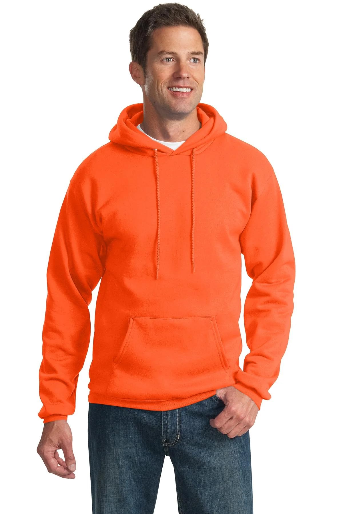 Port & Co TALL Essential Fleece Pullover Hooded Sweatshirt-PC90HT-4XLT-Safety Orange