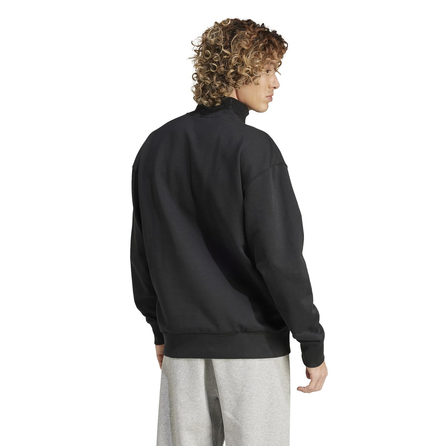 adidas Men's Tall Size All SZN Fleece Quarter-Zip Crewneck Swearshirt, Black