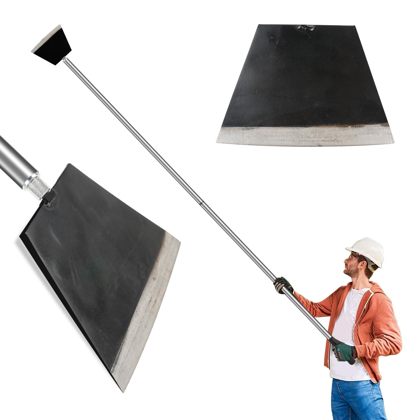 Smarkey 84" Garden Shovel Cleaning Floor Scraper, Weed Removal Tool, Long Handle with Heavy Duty Sharp Blade for Ice Roof Back Yard Sidewalk Grass Walls Glass Tile Painting Stripping Tools
