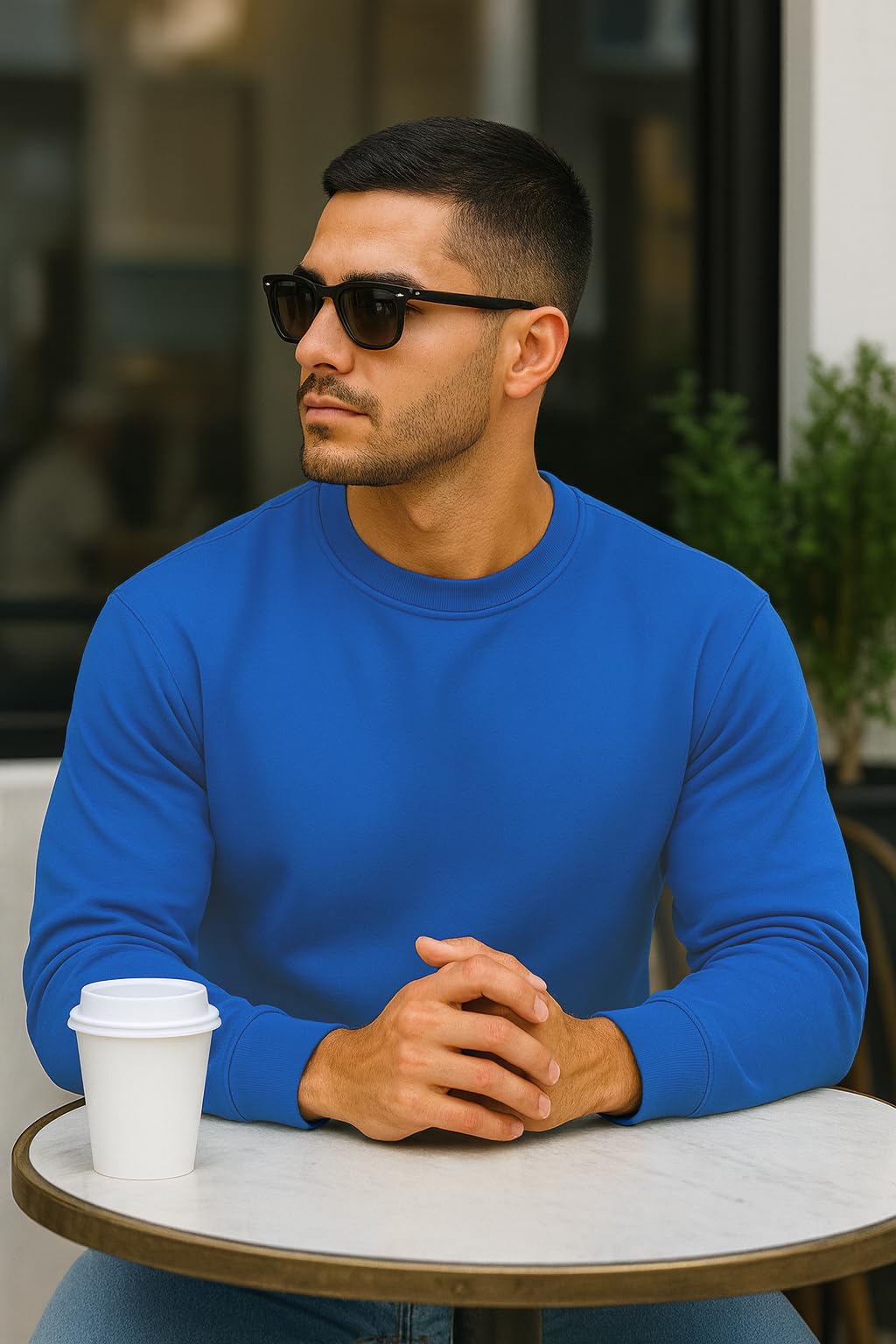 JustBlanks Fleece Sweatshirt for Men Tall Men’s Sweatshirt Crewneck Sweatshirt Relaxed-Fit Pullover Sweatshirt - Royal - 3XLT