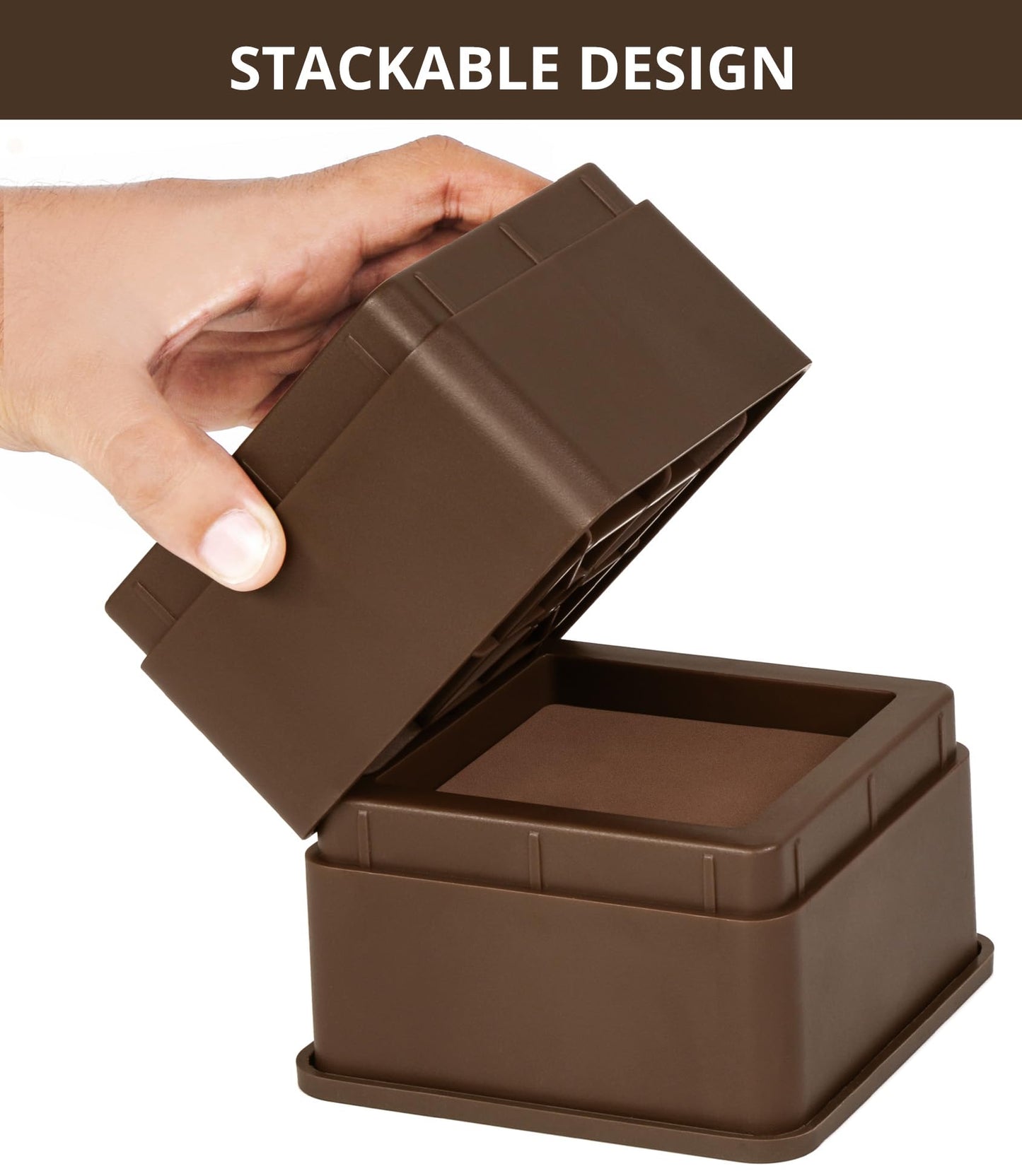 Utopia Bedding Bed Risers 2 Inch - Pack of 8 - Adjustable Furniture Risers 2 & 4 inch - Anti Slip Foam & Rubber Pad - Stackable Beds Lifts Heavy Duty for Sofa, Bed, Table, Couch & Chair (Brown)