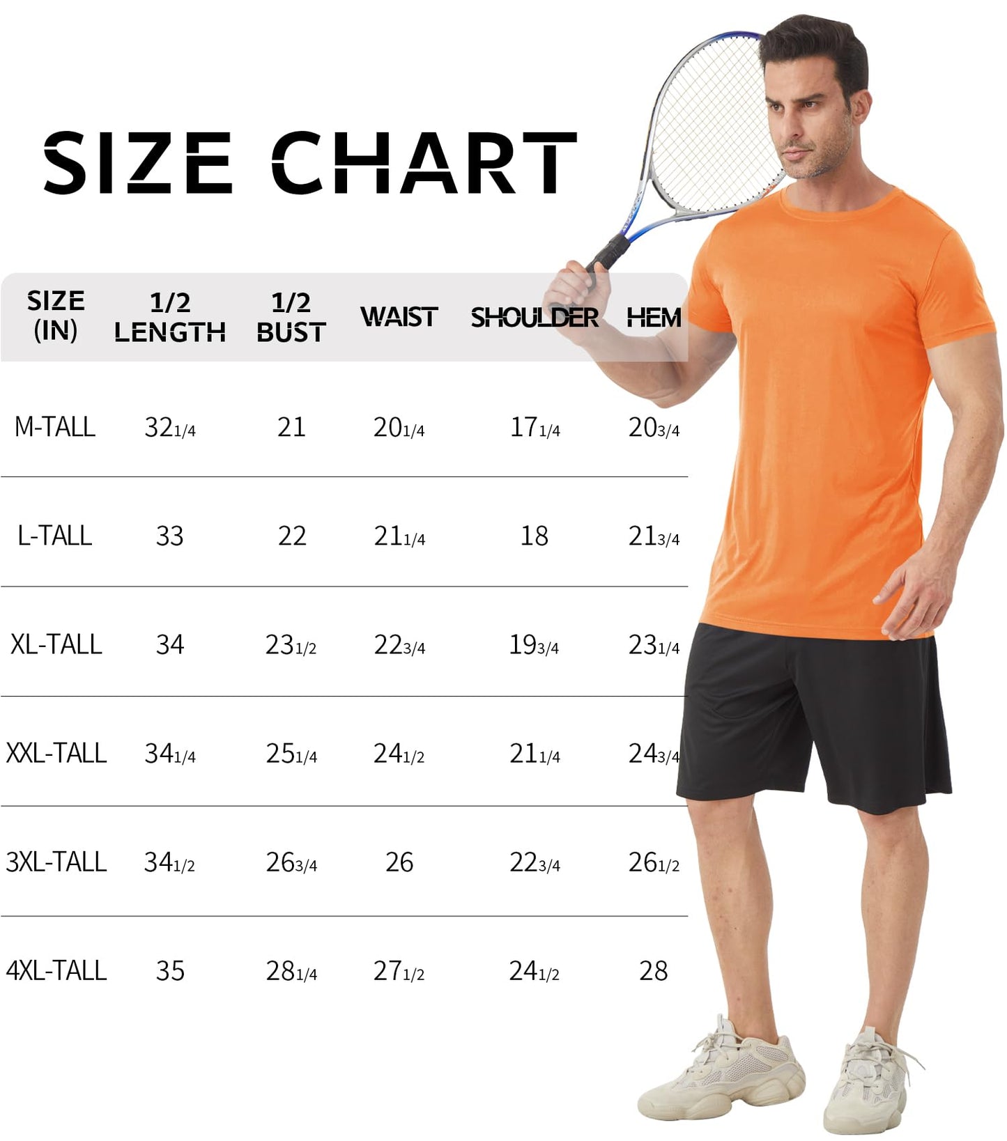 Idtswch Men's Tall T-Shirt Rash Guard UPF 50+ T-Shirt Quick Dry Swim Water Top Tee Short Sleeve Athletic Shirts 23orange-L
