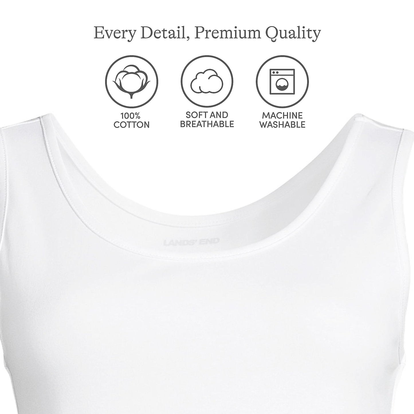 Lands' End Womens Cotton Tank Top White Tall Medium