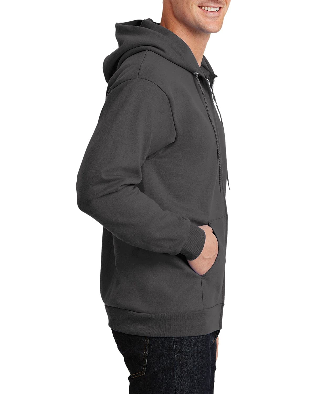JustBlanks Mens Long Sleeve Hooded Sweatshirt Heavyweight Full-Zip Fleece Hoodie Sweatshirt for Men - Charcoal - XLT