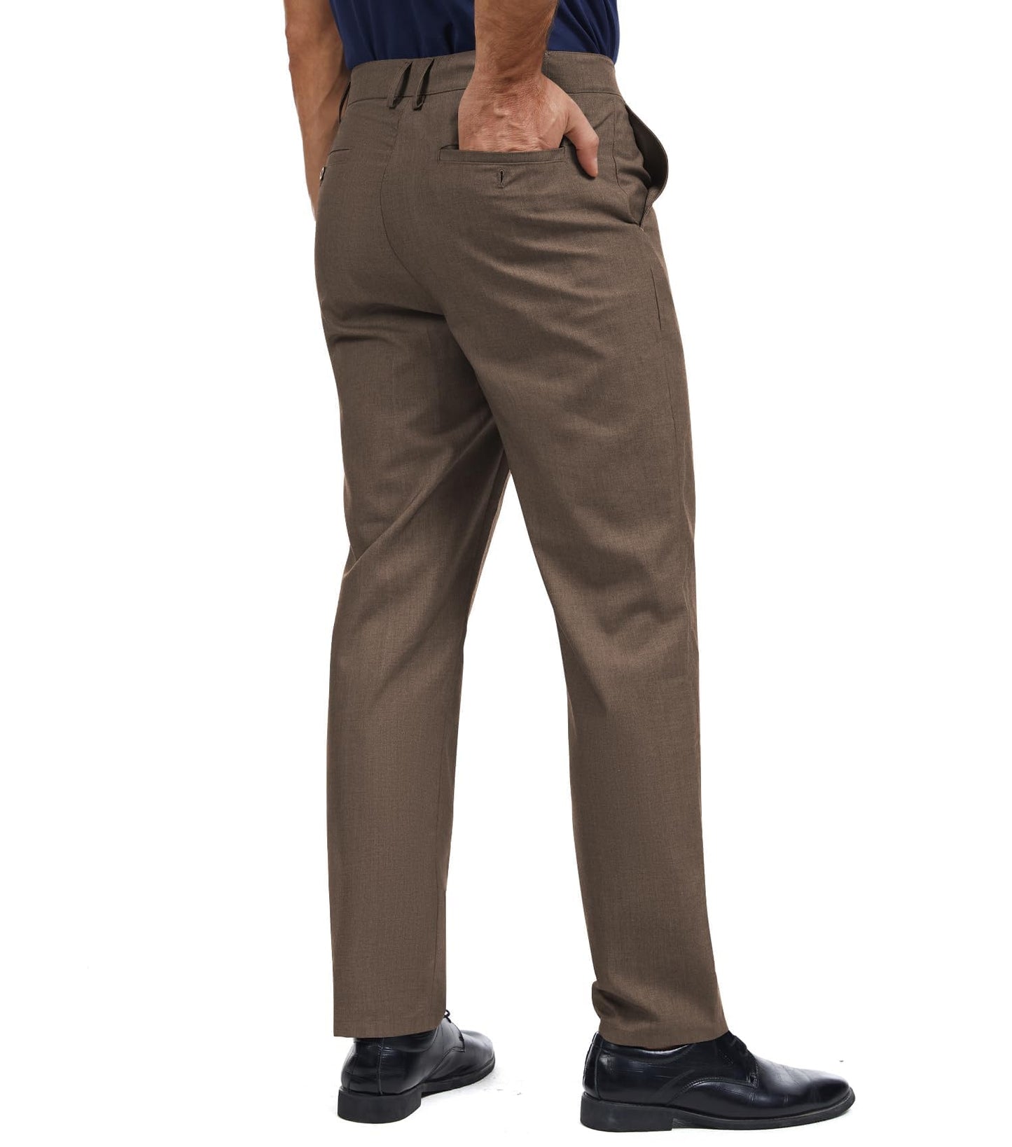 Men's Tall Classic Fit Flex Flat Front Dress Pants Formal Pants for Business & Office Coffee