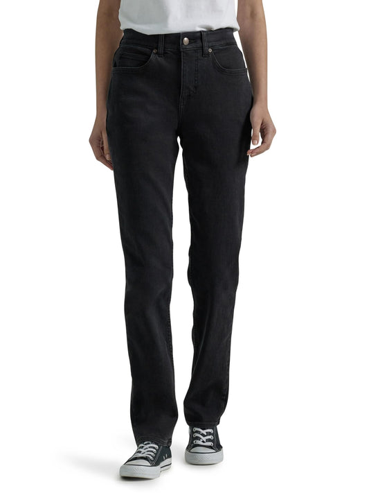 Lee Women's Ultra Lux Comfort with Flex Motion Straight Leg Jean, Midnight Bloom, 16 Long
