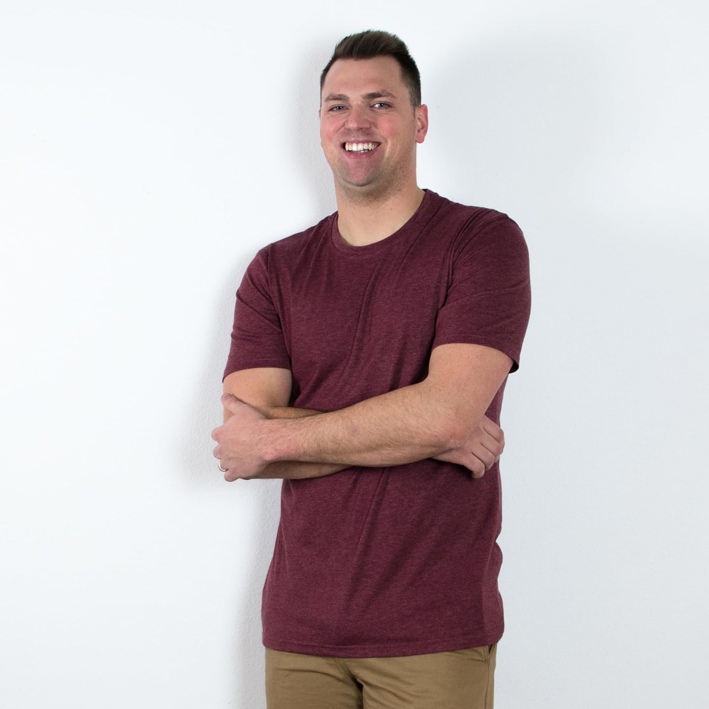 TallSlim Men's Tall Slim-Fit Short Sleeve Crewneck T-Shirt - Extra Long, Slim Fit, Preshrunk Easy Care, Light Grey, Large