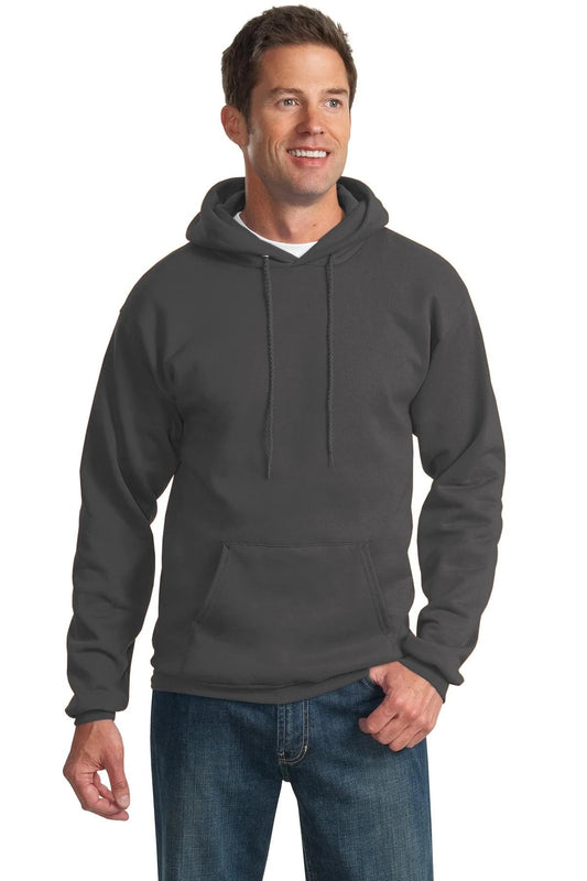 Port & Co TALL Essential Fleece Pullover Hooded Sweatshirt-PC90HT-4XLT-Charcoal