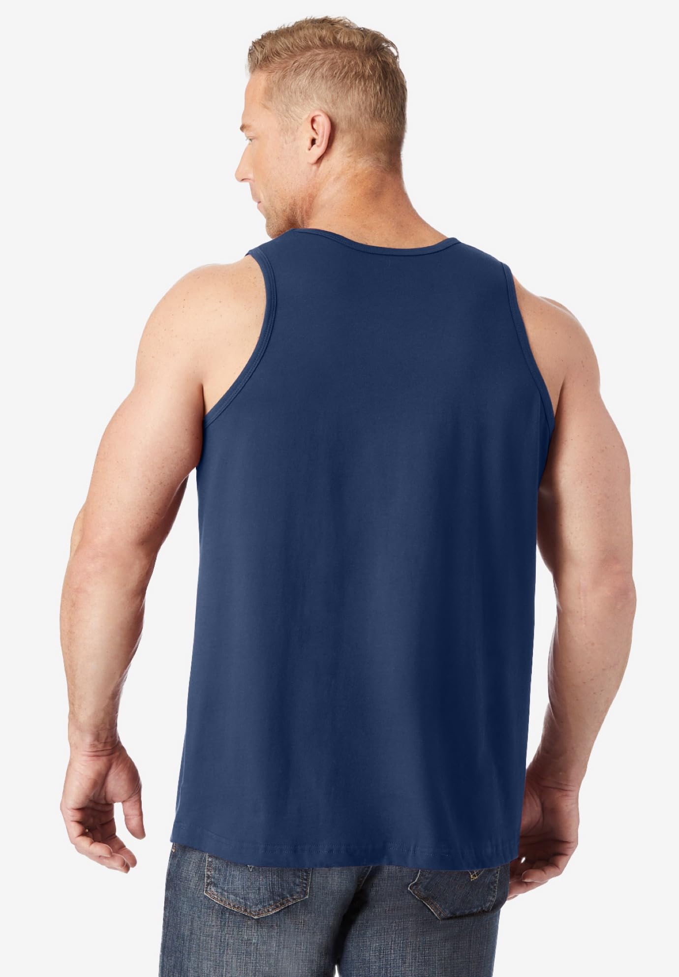 KingSize Men's Big & Tall Shrink-Less Lightweight Longer-Length Tank - XL, Navy