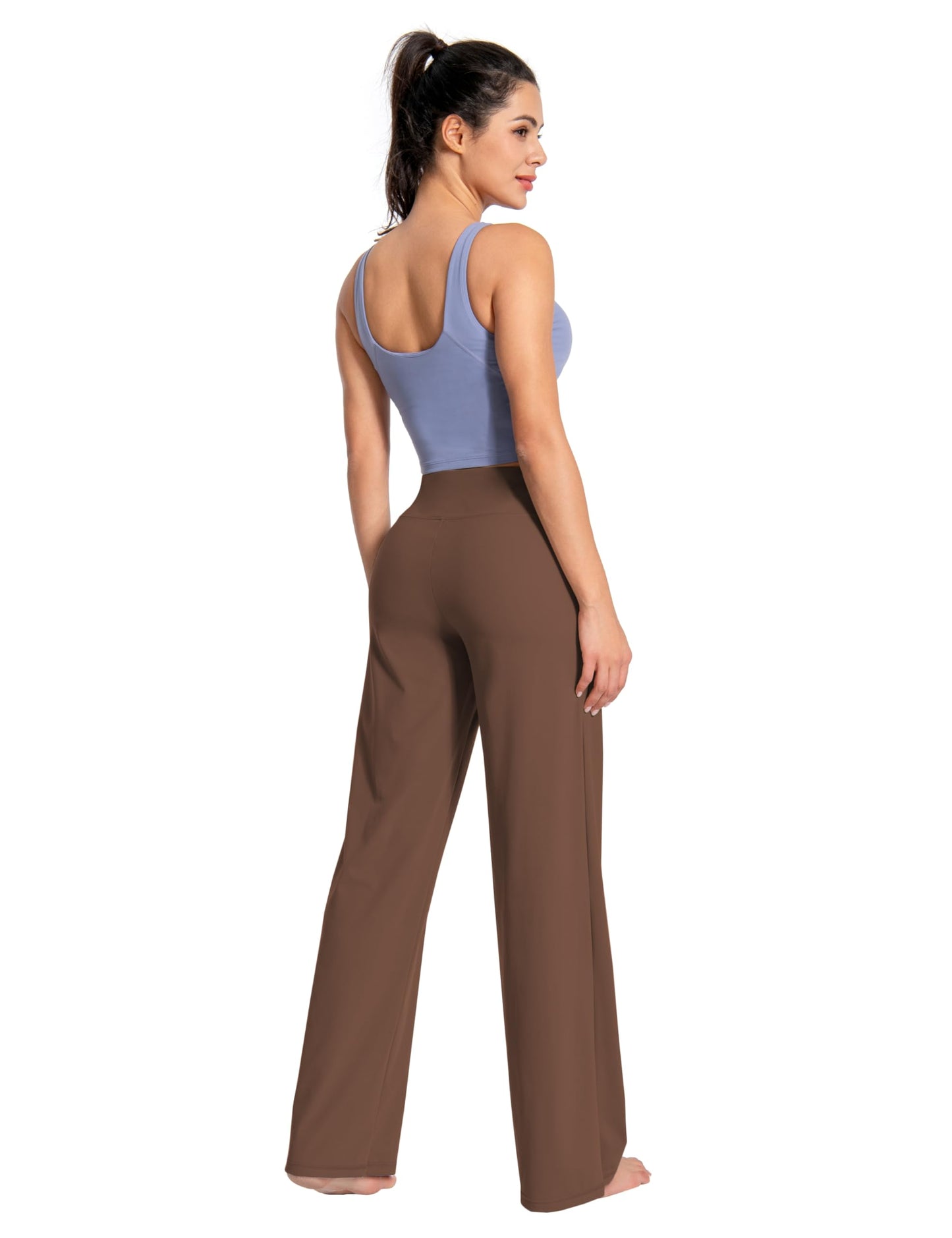 BUBBLELIME 29"/31"/33"/35"/37" Women's Wide Legs Yoga Pants Loose Lounge Sweatpants - Wide Legs_Dark_Coffee XL_37" Inseam
