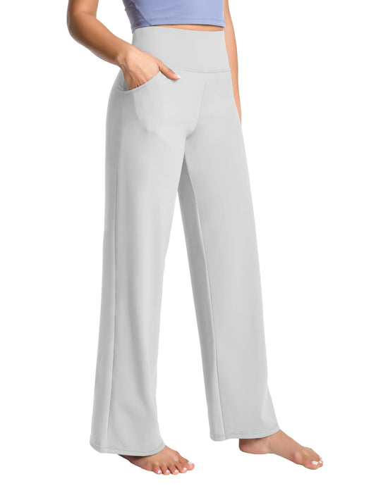 BUBBLELIME 29"/31"/33"/35"/37" Women's Wide Legs Yoga Pants Loose Lounge Sweatpants - Wide Legs_LightGray M_35" Inseam