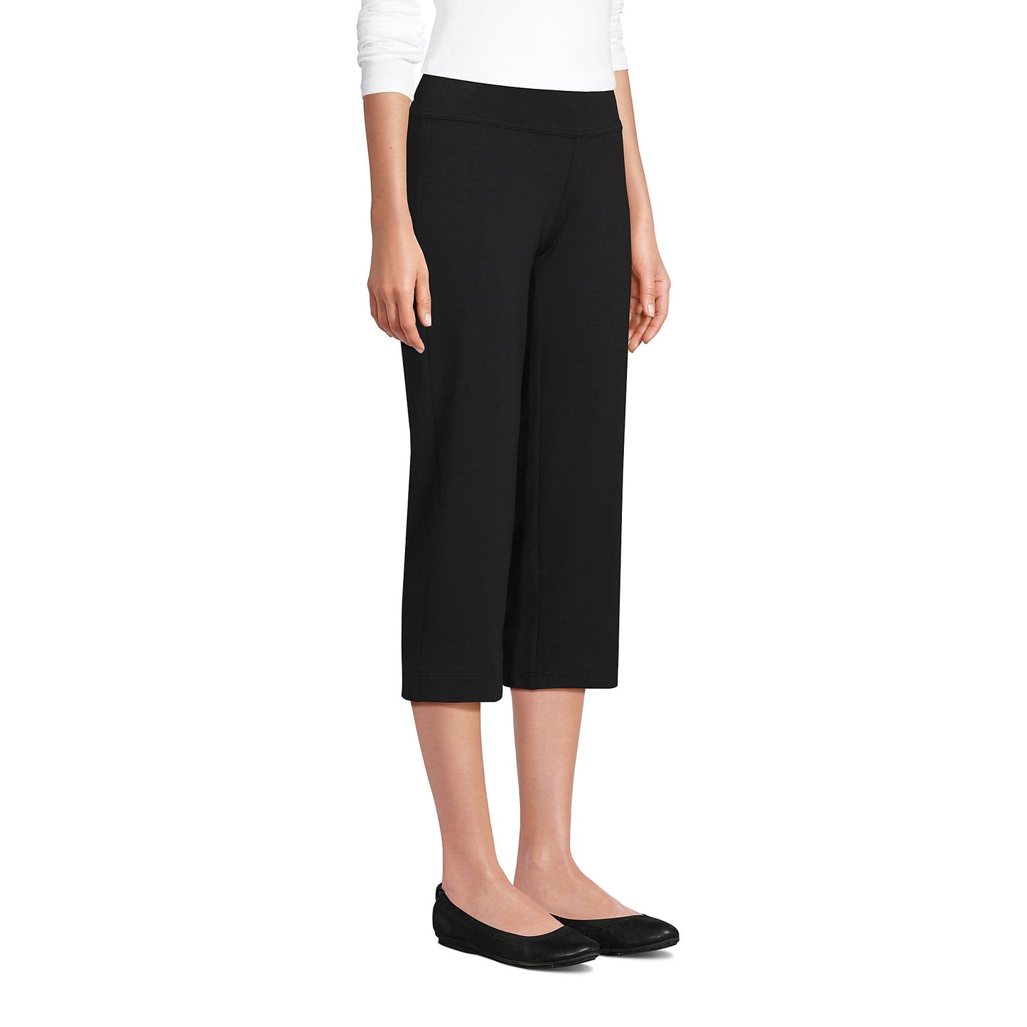 Lands' End Womens Starfish Crop Pants Black Tall Large