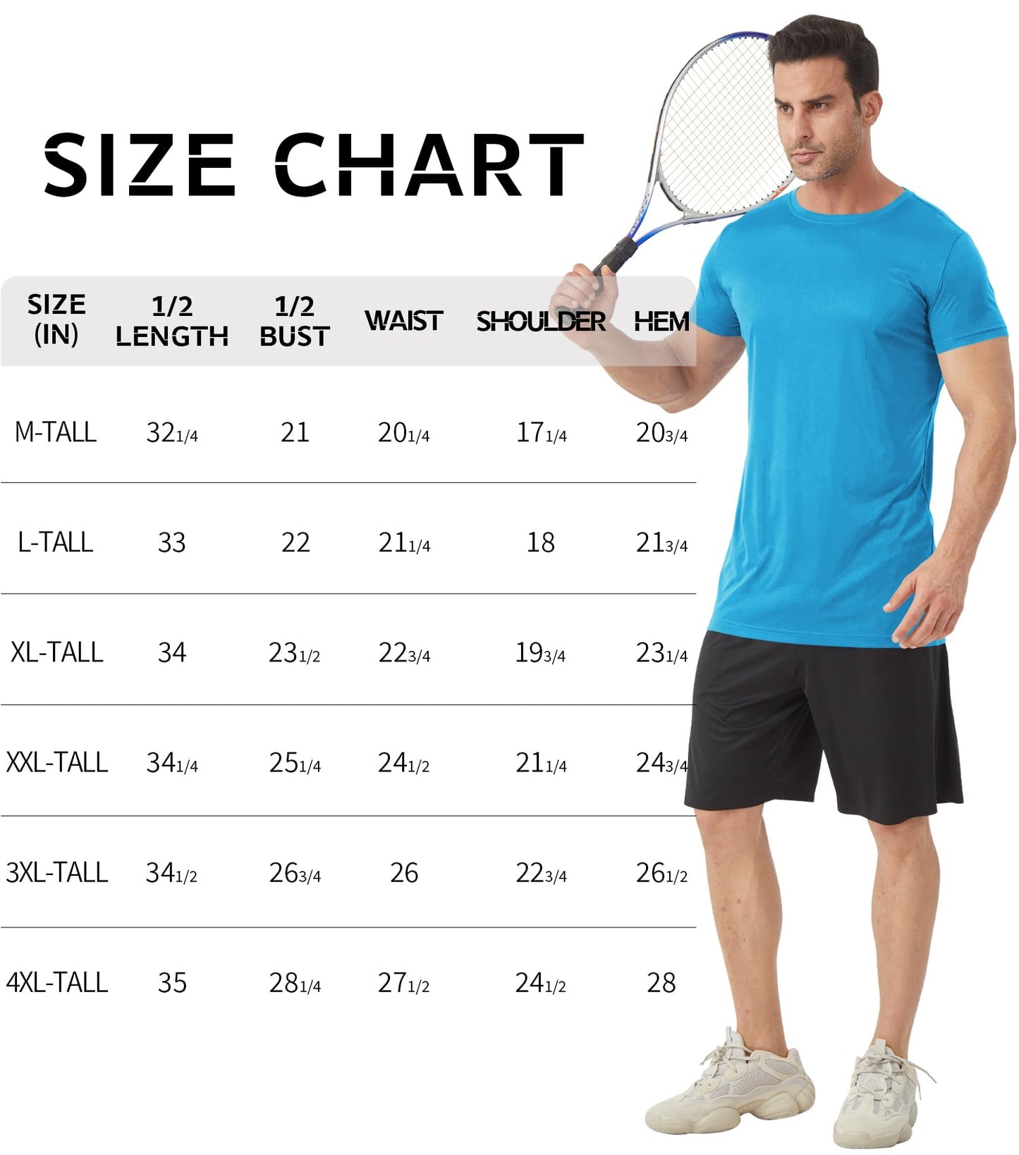 Idtswch Men's Tall T-Shirt Rash Guard UPF 50+ T-Shirt Quick Dry Swim Water Top Tee Short Sleeve Athletic Shirts 15blue-XXL