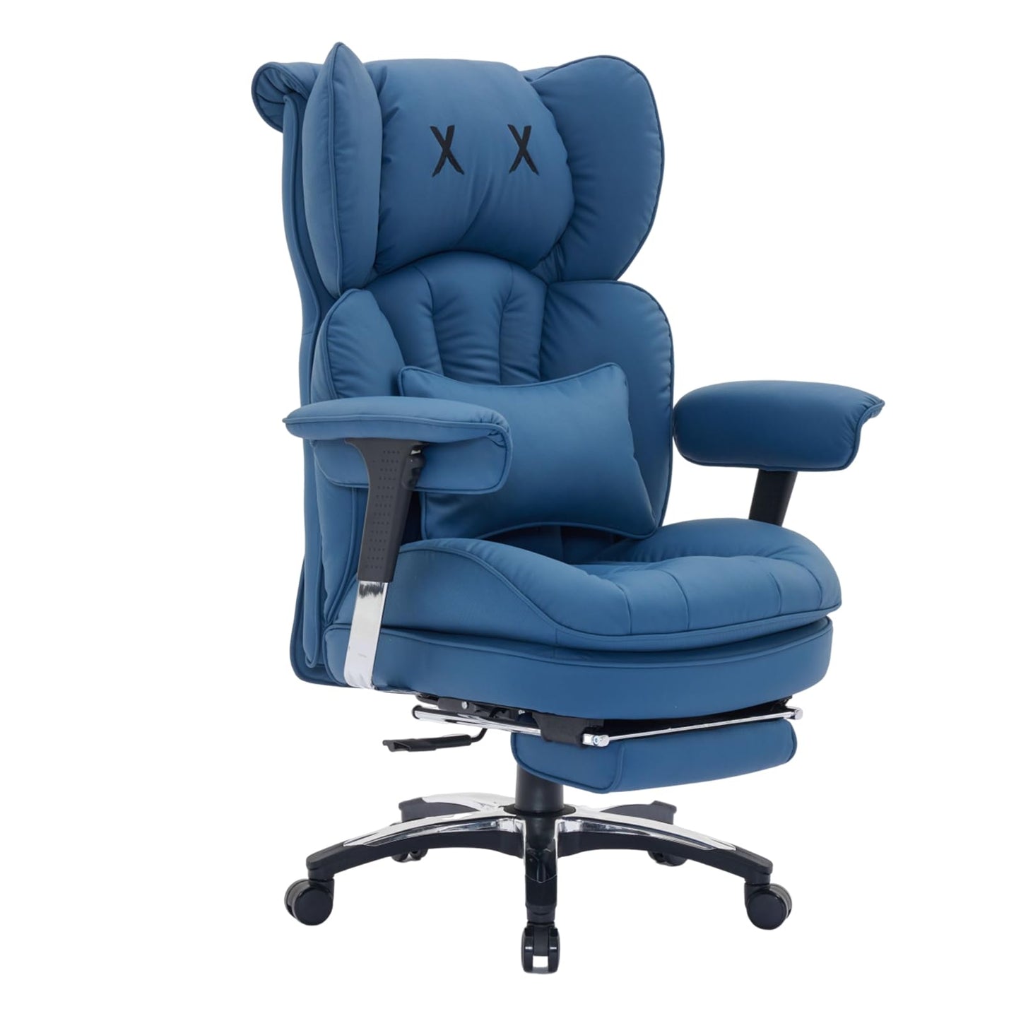 Efomao Big and Tall Office Chair with Footrest – High Back Computer Chair with Adjustable Armrests，Executive Office Chair with Wide Seat, Modern Desk Chair for Home Office, Gaming, or Study, Blue