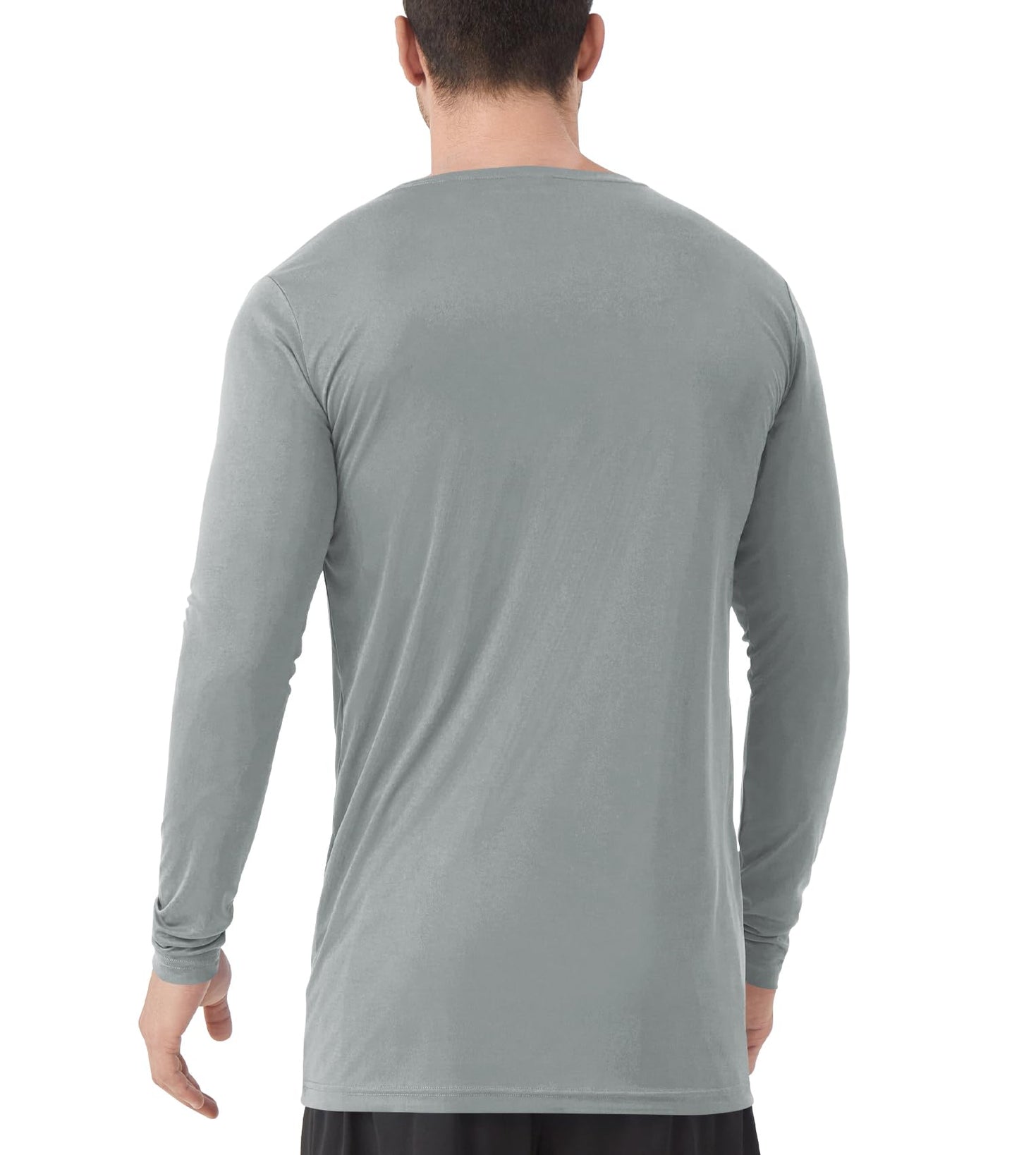 Men's Tall Rash Guard Long Sleeve T Shirts - UPF 50+ Sun Protection Tee Shirt for Fishing, Swim, Hiking Grey