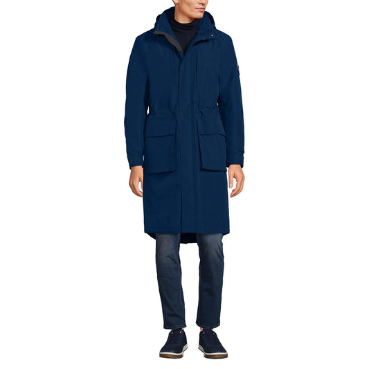 Lands' End Mens Squall Stadium Coat Deep Sea Navy Tall Medium