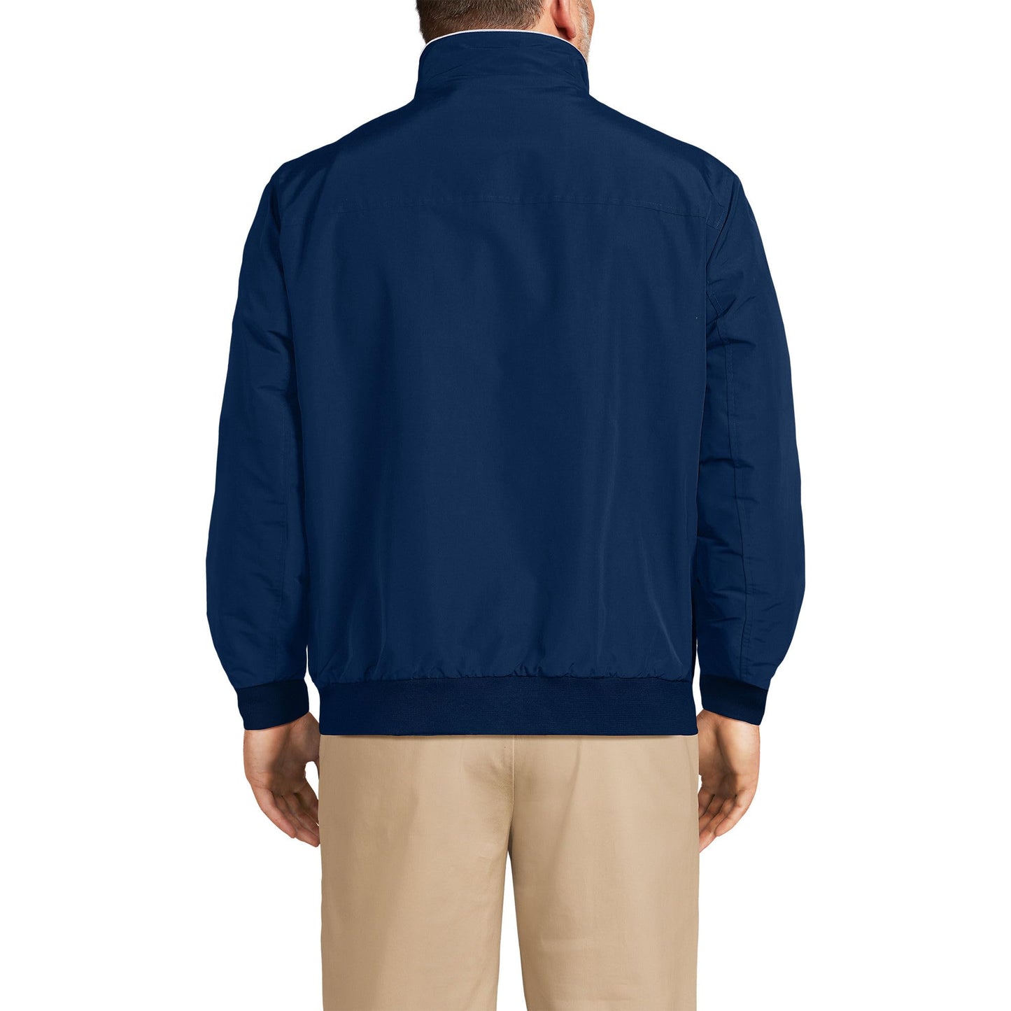 Lands' End Mens Squall Classic Bomber Jacket Deep Sea Navy Tall Medium