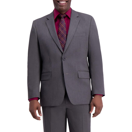 Haggar Mens Classic Fit Subtle Pattern Separates - Pants & Regular And Big Tall Sizes Business Suit Jacket, Dark Grey Weave Print- Jacket, 48 Tall US
