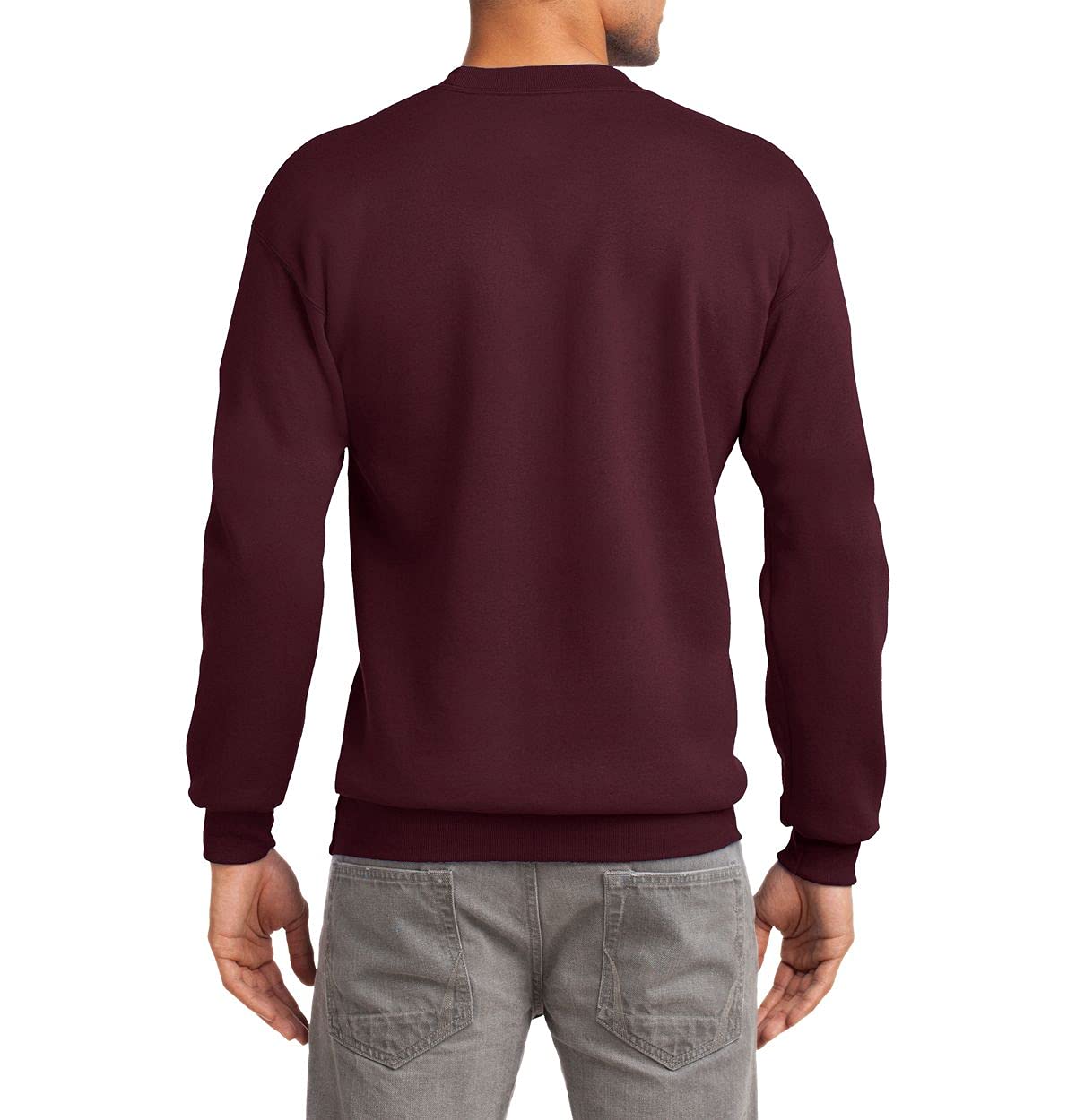 JustBlanks Fleece Sweatshirt for Men Tall Men’s Sweatshirt Crewneck Sweatshirt Relaxed-Fit Pullover Sweatshirt - Maroon - XLT