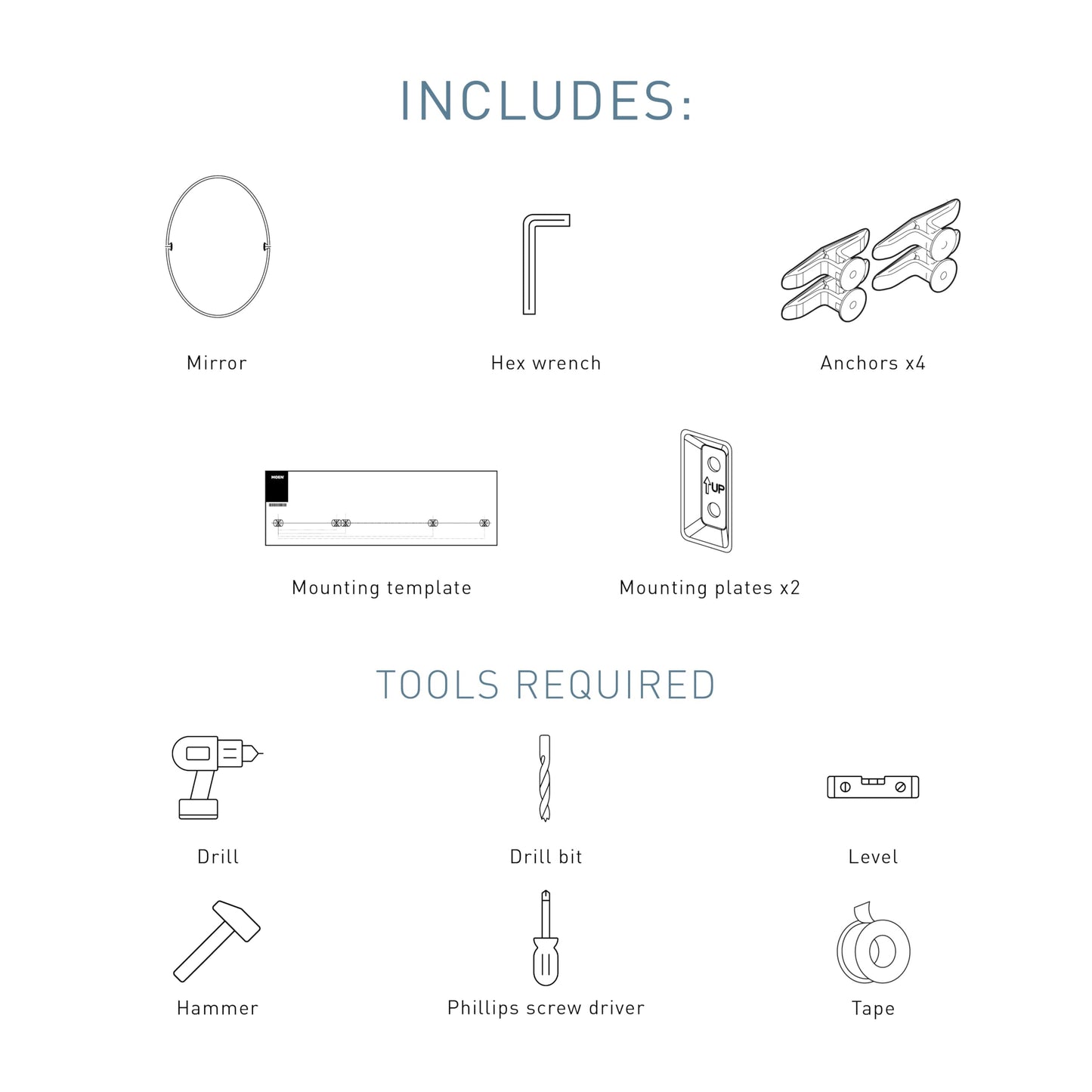 Moen Glenshire Brushed Nickel 26-Inch x 22-Inch Frameless Pivoting Bathroom Mirror, Oval Tilting Wall Mounted Setup, DN2692BN