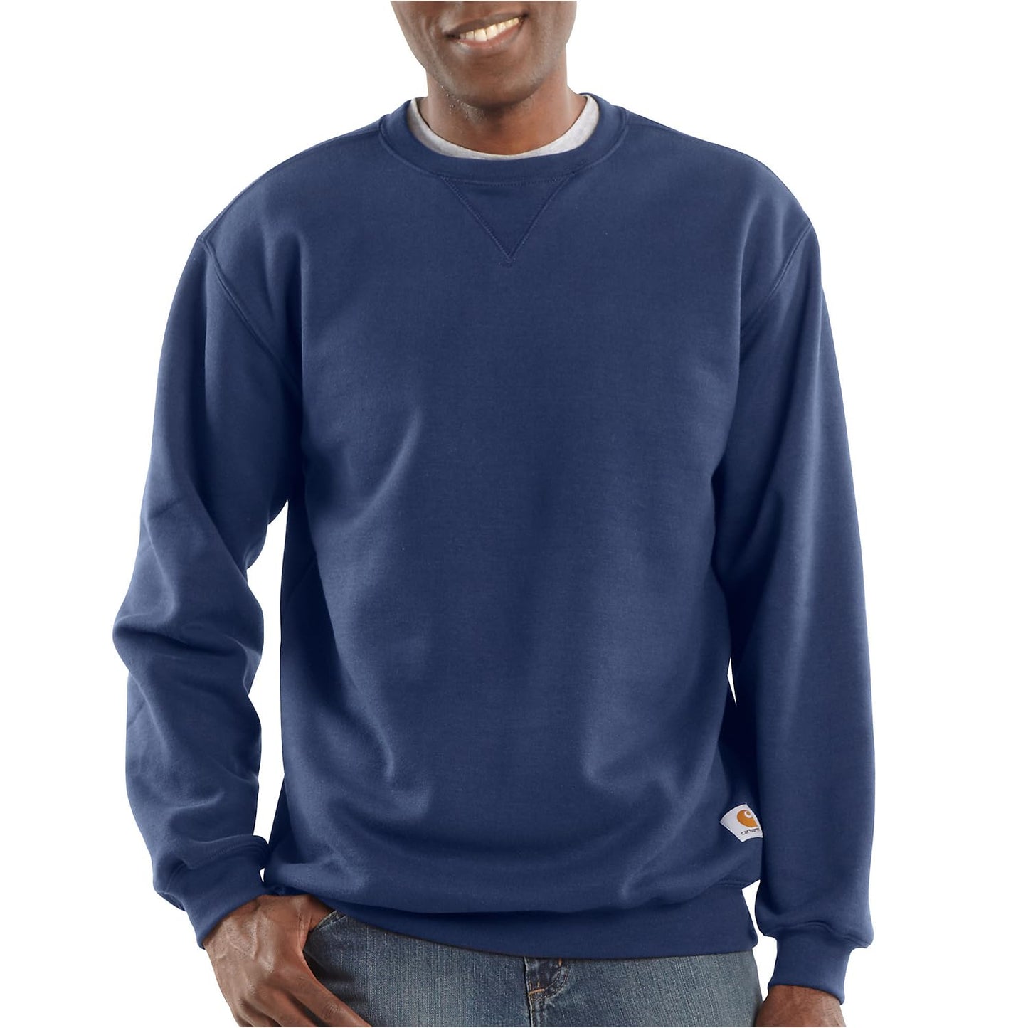 Carhartt mens Midweight Crewneck Sweatshirt (Big & Tall) work utility t shirts, New Navy, X-Large Big Tall US