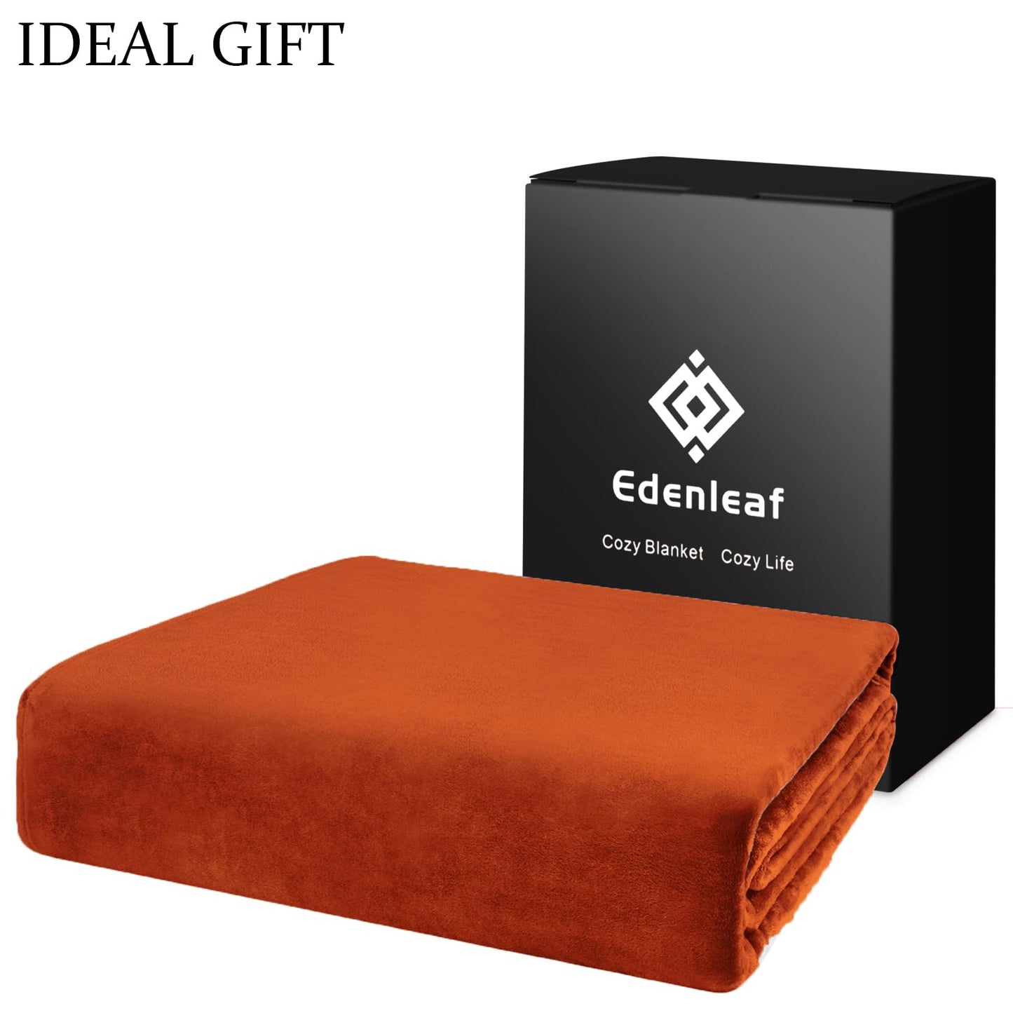 Edenleaf Big Oversized Soft Blanket, Giant California King Warm Blanket for Whole Family, Bed, Sofa, Couch, Travel, Camping 120x120 Orange