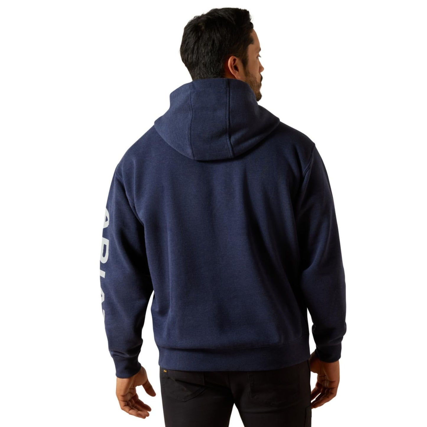 Ariat Rebar Lightweight Logo Hoodie, Navy Heather/Alloy, Large Tall