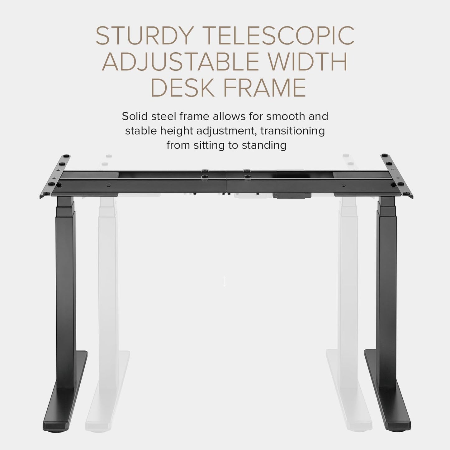 POUT TEKDEC Dual Motor 3-Stage Electric Adjustable Standing Computer Desk Base 24.4” - 51" Height for Home and Office (Black) - 51" Max Height
