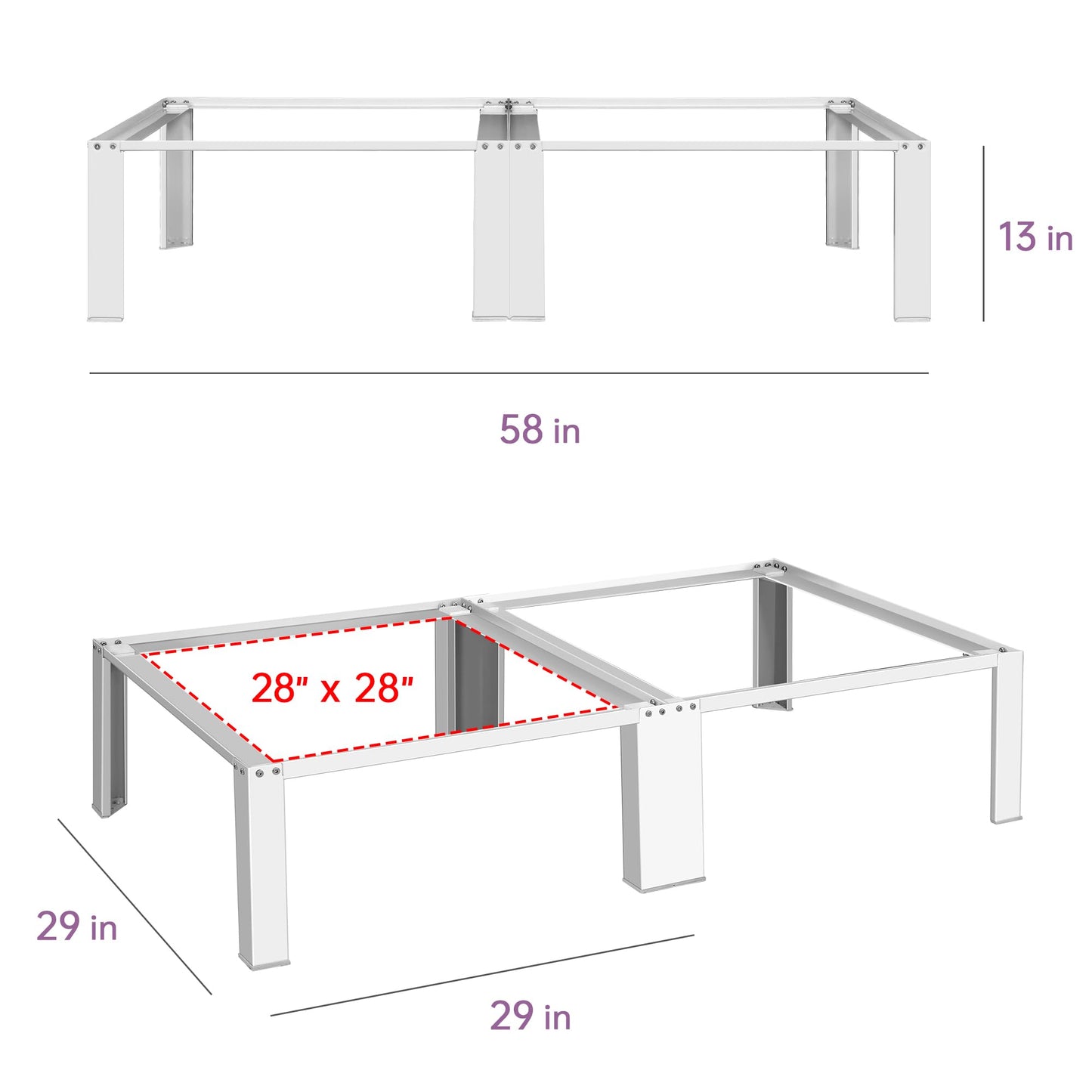 Murago Washer Dryer Pedestal Stand, Laundry Pedestal Set, Universal Design Fits all Major Brands, Heavy Duty Frame, Thick Anti Vibration Pads, White