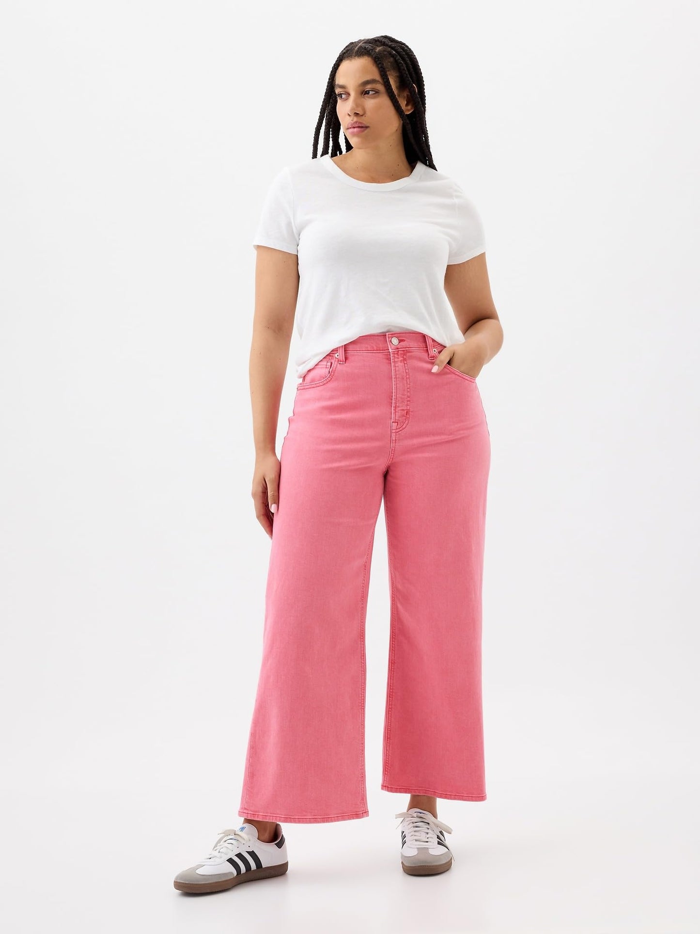 GAP Womens High Rise Wide Leg Jeans Candy Coral 31