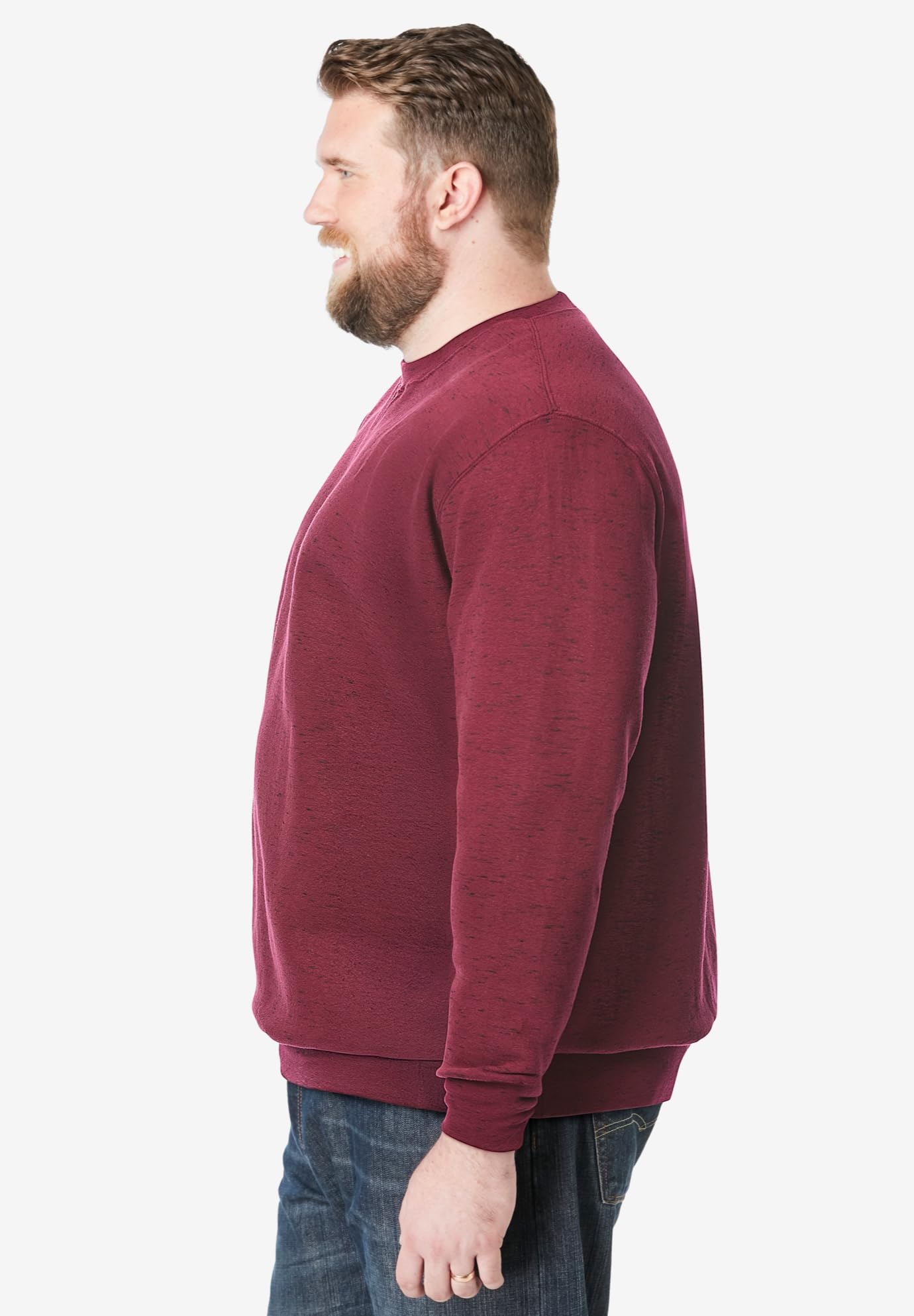 KingSize Men's Big & Tall Fleece Crewneck Sweatshirt - 7XL, Burgundy Marl