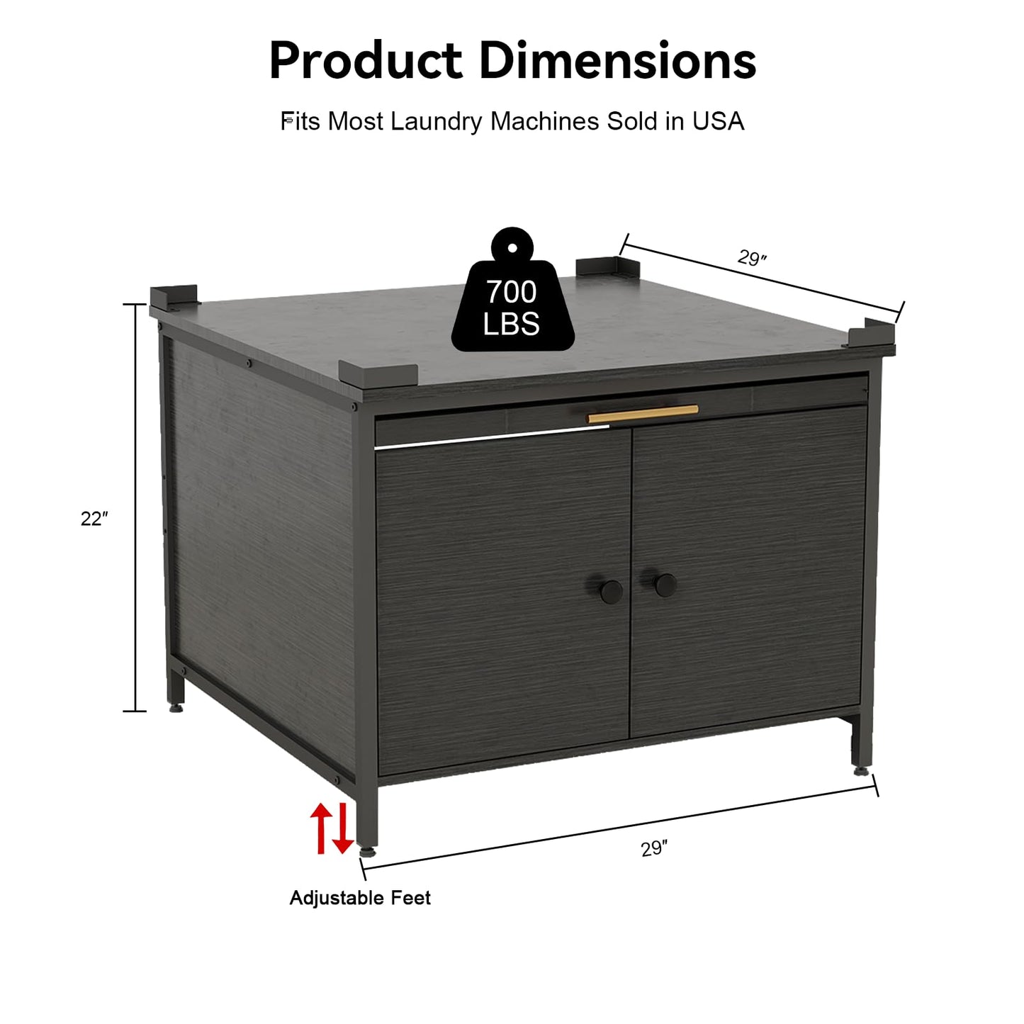 2 Pack Laundry Pedestal for Washer and Dryer, Heavy Duty 29" Universal Washing Machine Stand with Adjustable Feet and 4 Panel Corner, 700LB Capacity, Fit Anti-Vibration Design, Set of 2