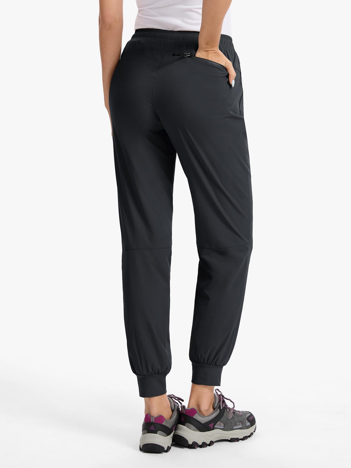 Tallemon Womens Tall Hiking Pants 30/32/34 Inseam Lightweight Joggers Quick Dry 4 Pockets Travel Athletic Cargo UPF50+ 34" Black X-Large