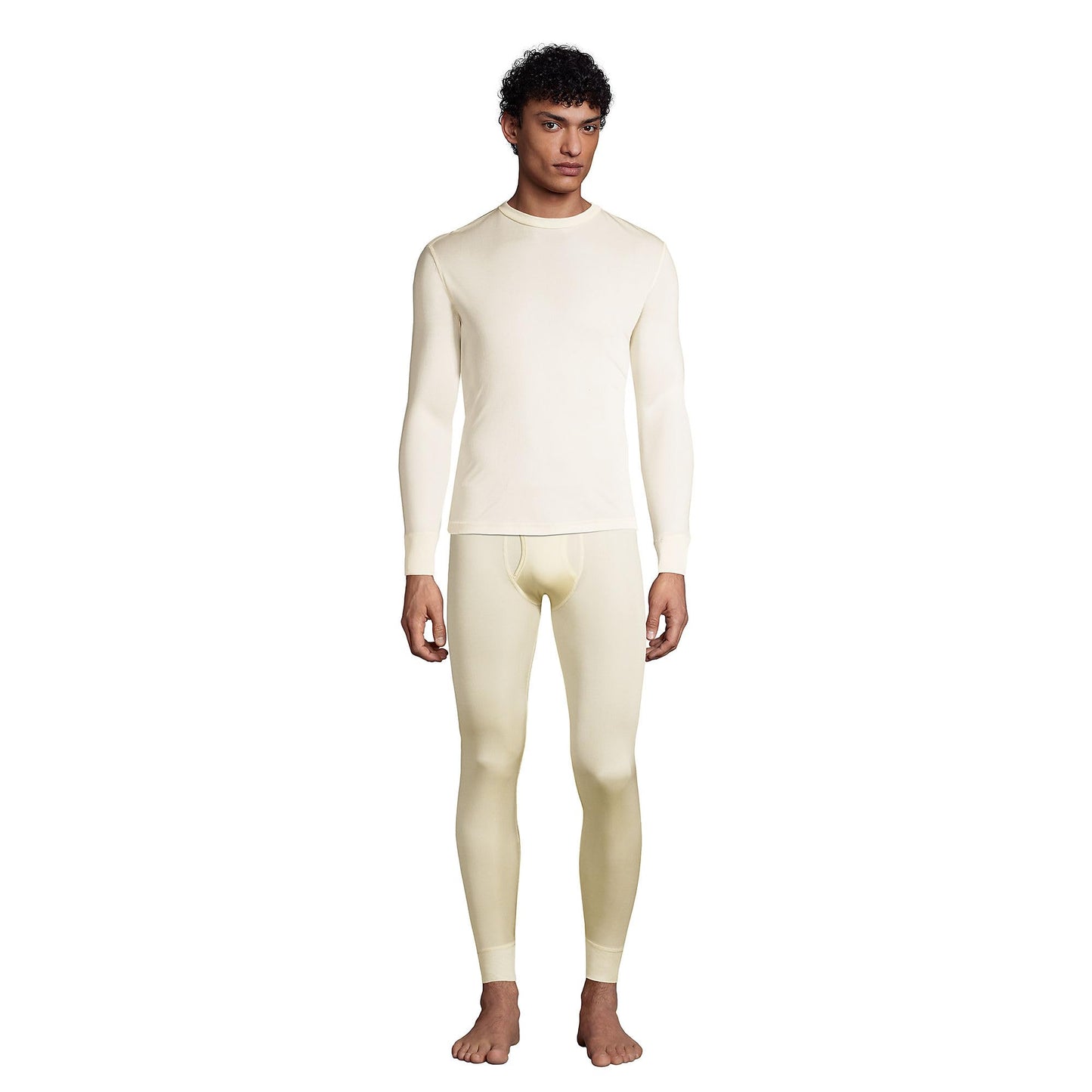 Lands' End Mens Silk Interlock Crew Ecru Tall XX-Large