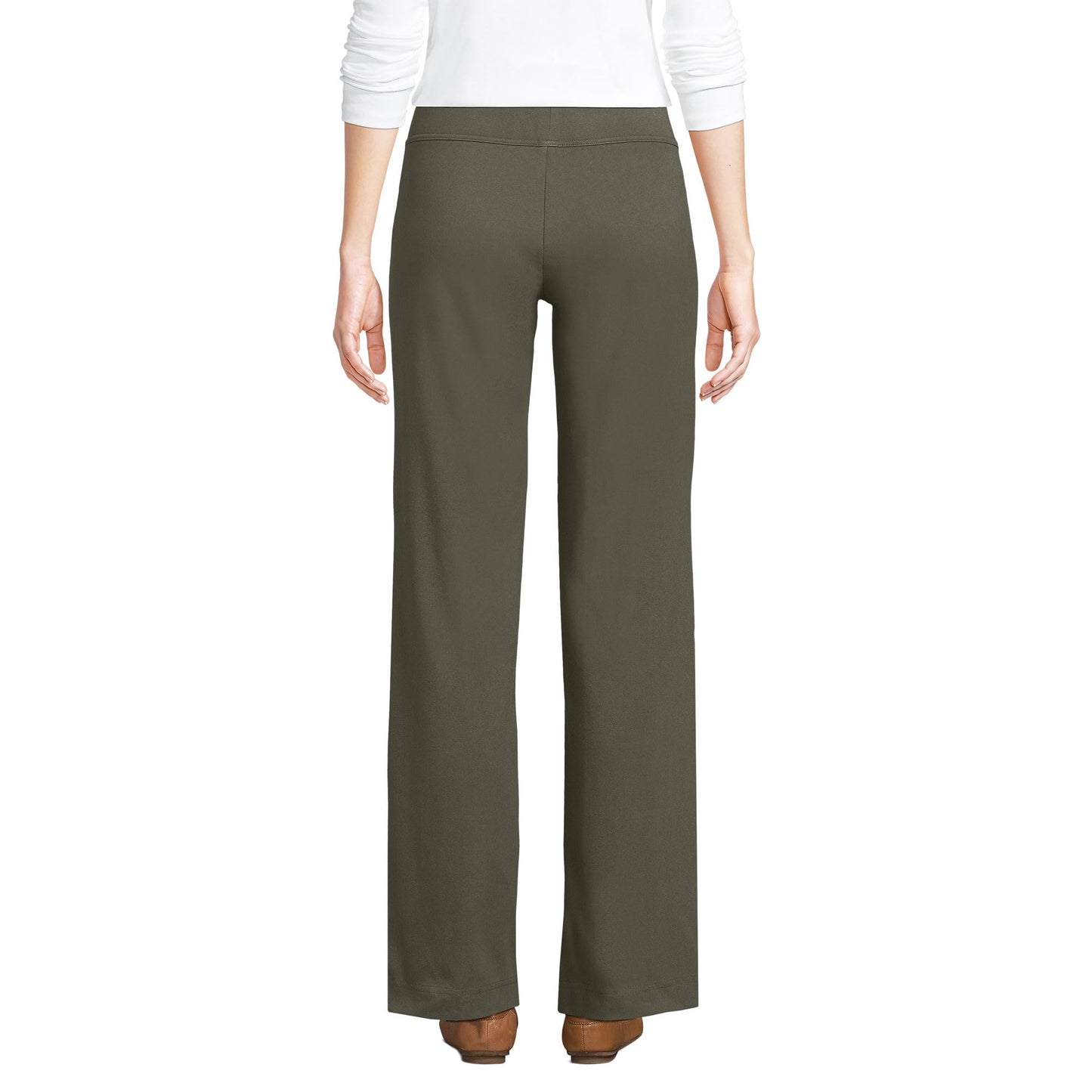 Lands' End Womens Starfish Straight Pants Forest Moss Tall Medium