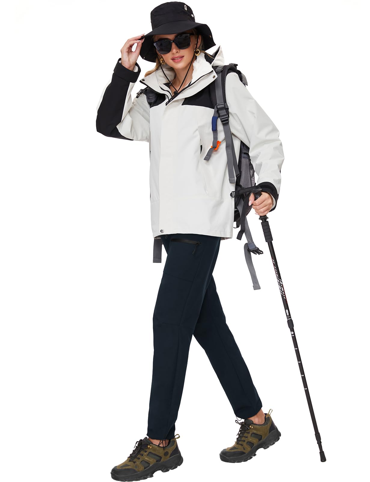 SEVEGO Womens Hiking Pants Tall Inseam 34" Athletic Cargo Pants Lightweight 4 Zipper Pockets Water Resistant Elastic Waist, Blue, XL