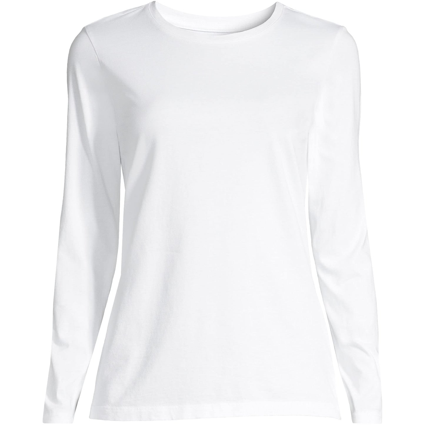 Lands' End Womens Long Sleeve Relaxed Supima Cotton Crew Neck T Shirt White Tall Large