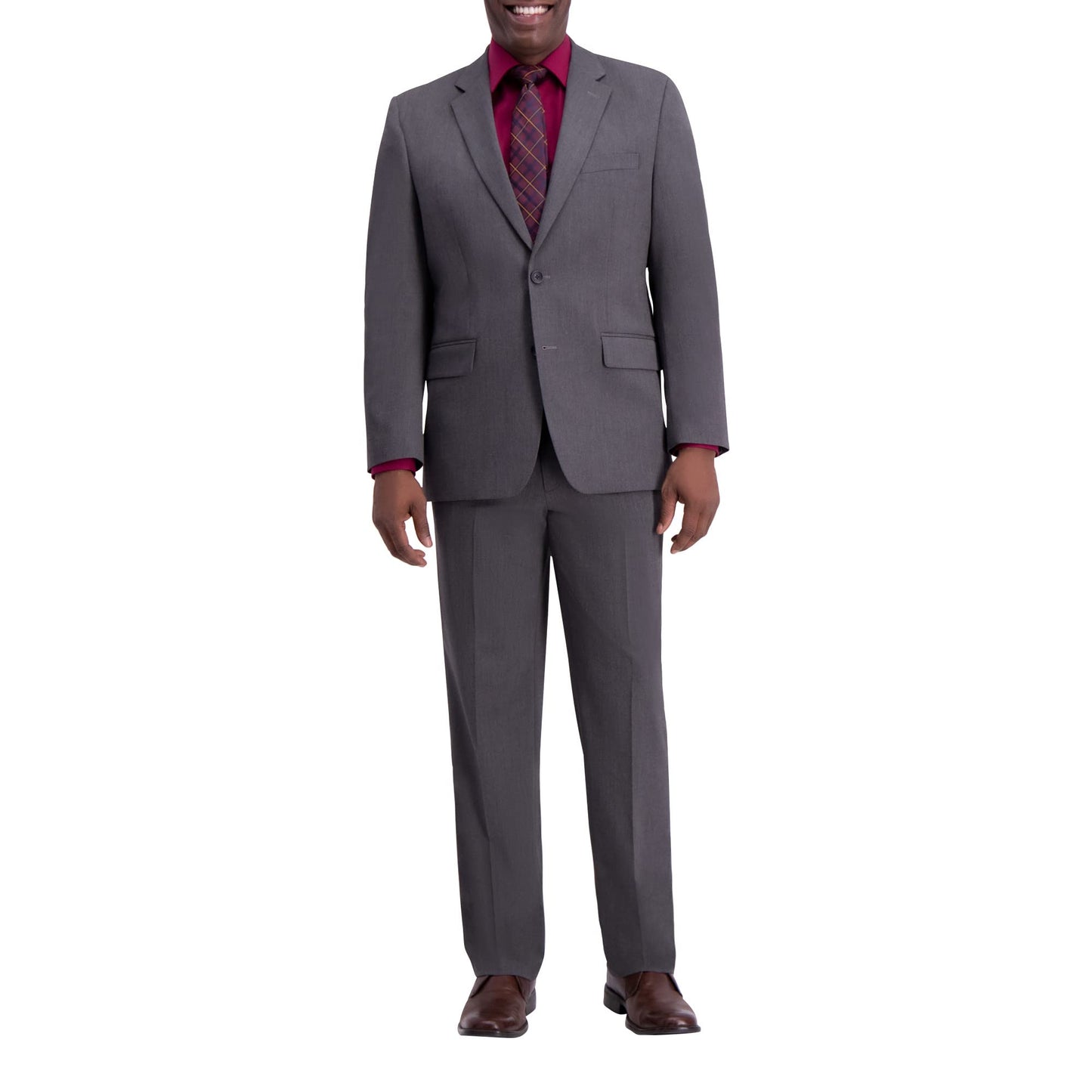 Haggar Mens Classic Fit Subtle Pattern Separates - Pants & Regular And Big Tall Sizes Business Suit Jacket, Dark Grey Weave Print- Jacket, 48 Tall US