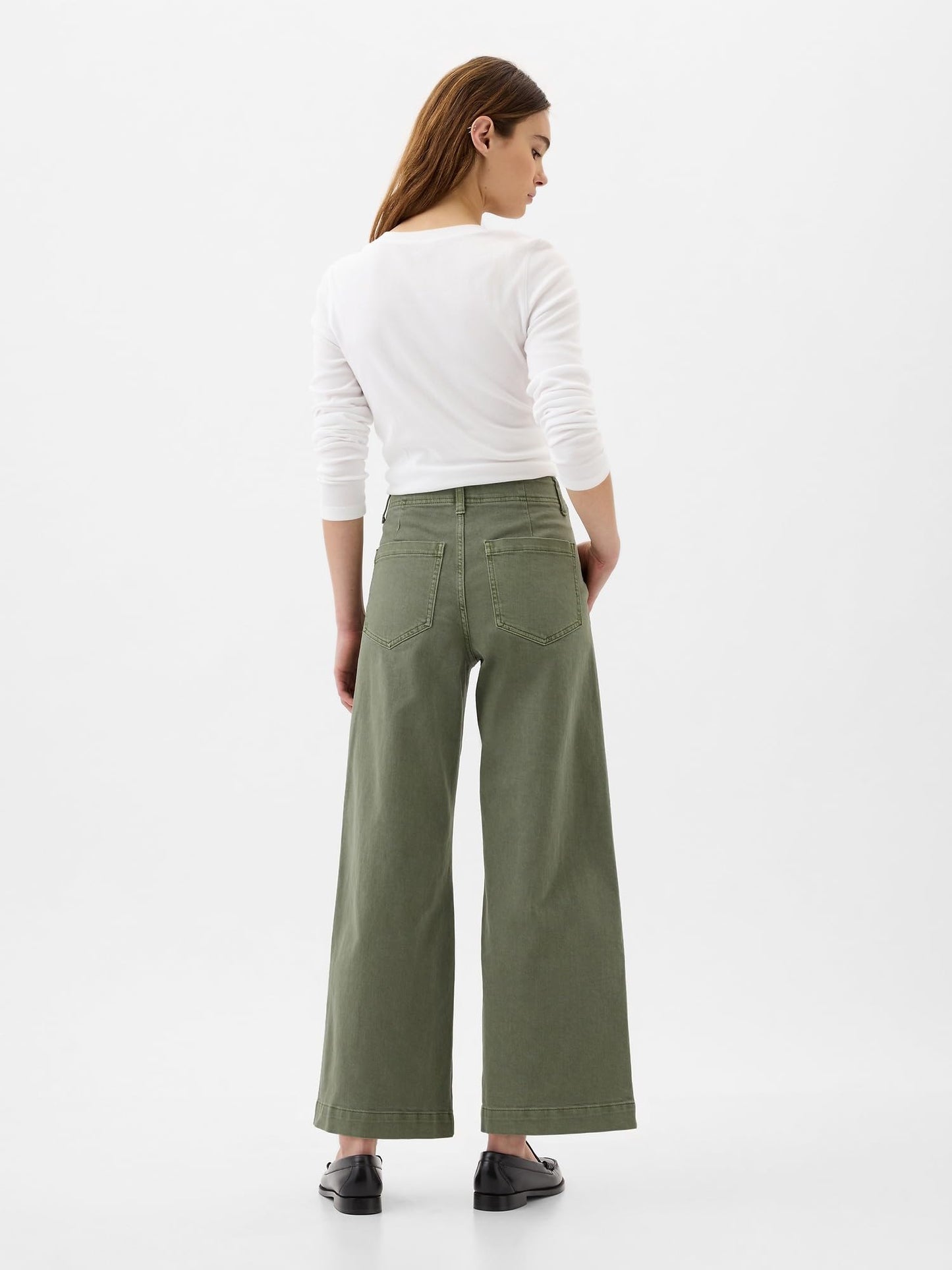 GAP Womens High Rise Wide Leg Jeans Mesculen Green 33