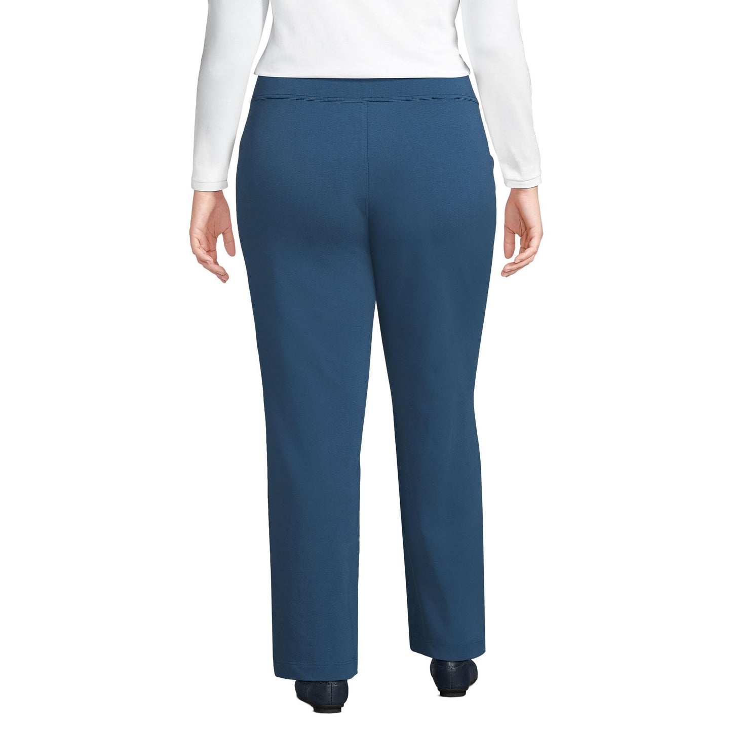 Lands' End Womens Starfish Straight Pants Evening Blue Tall Small