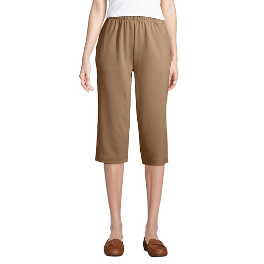 Lands' End Women s Sport Knit Capri Pants Rich Camel Tall Medium