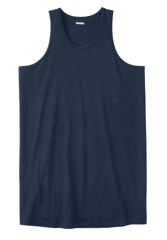 KingSize Men's Big & Tall Shrink-Less Lightweight Longer-Length Tank - XL, Navy