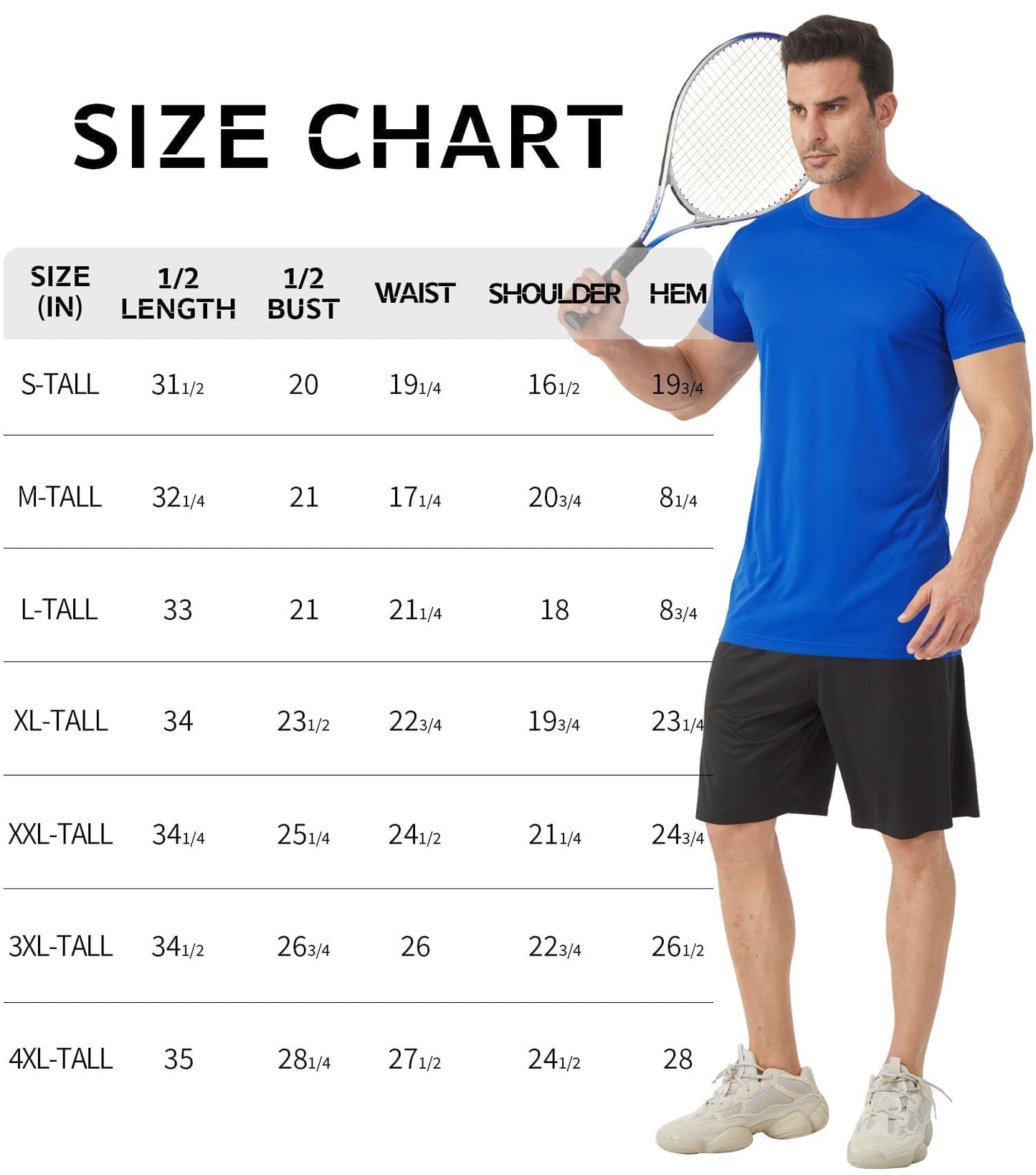 Idtswch Men's Tall T-Shirt Rash Guard UPF 50+ T-Shirt Quick Dry Swim Water Top Tee Short Sleeve Athletic Shirts Royal blue-4XL