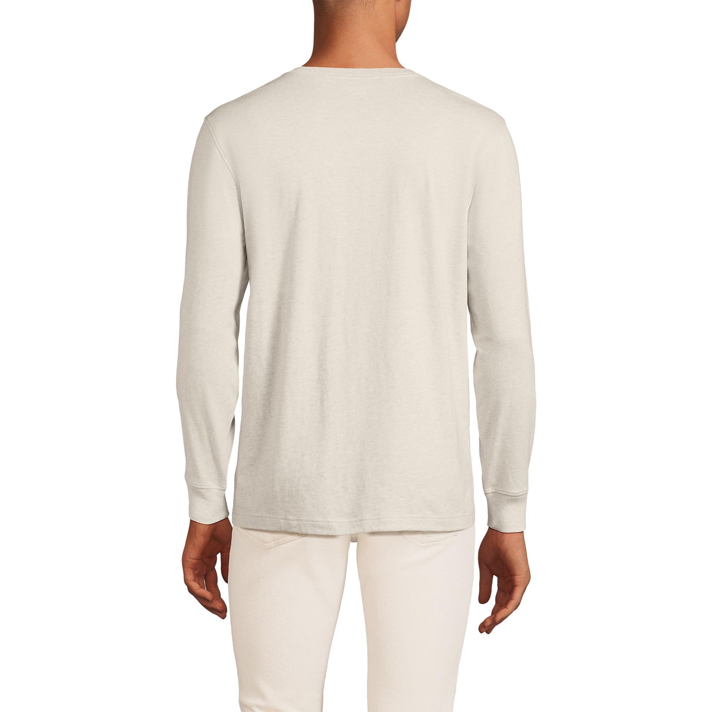 Lands' End Mens Long Sleeve Super-T Henley Flax Heather Tall XX-Large