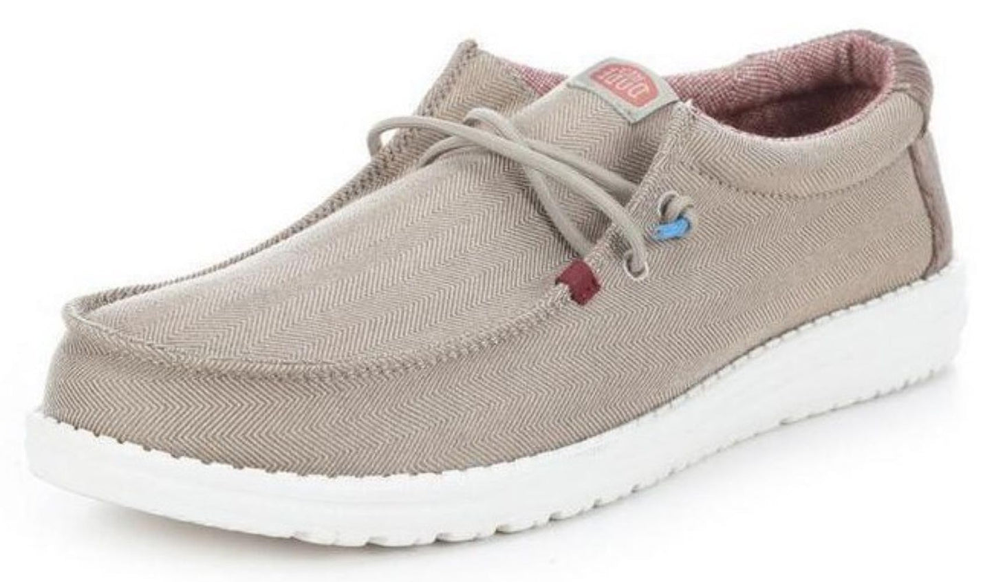 HEYDUDE Men's Wally Stretch Canvas, Herringbone Tan, Size 14